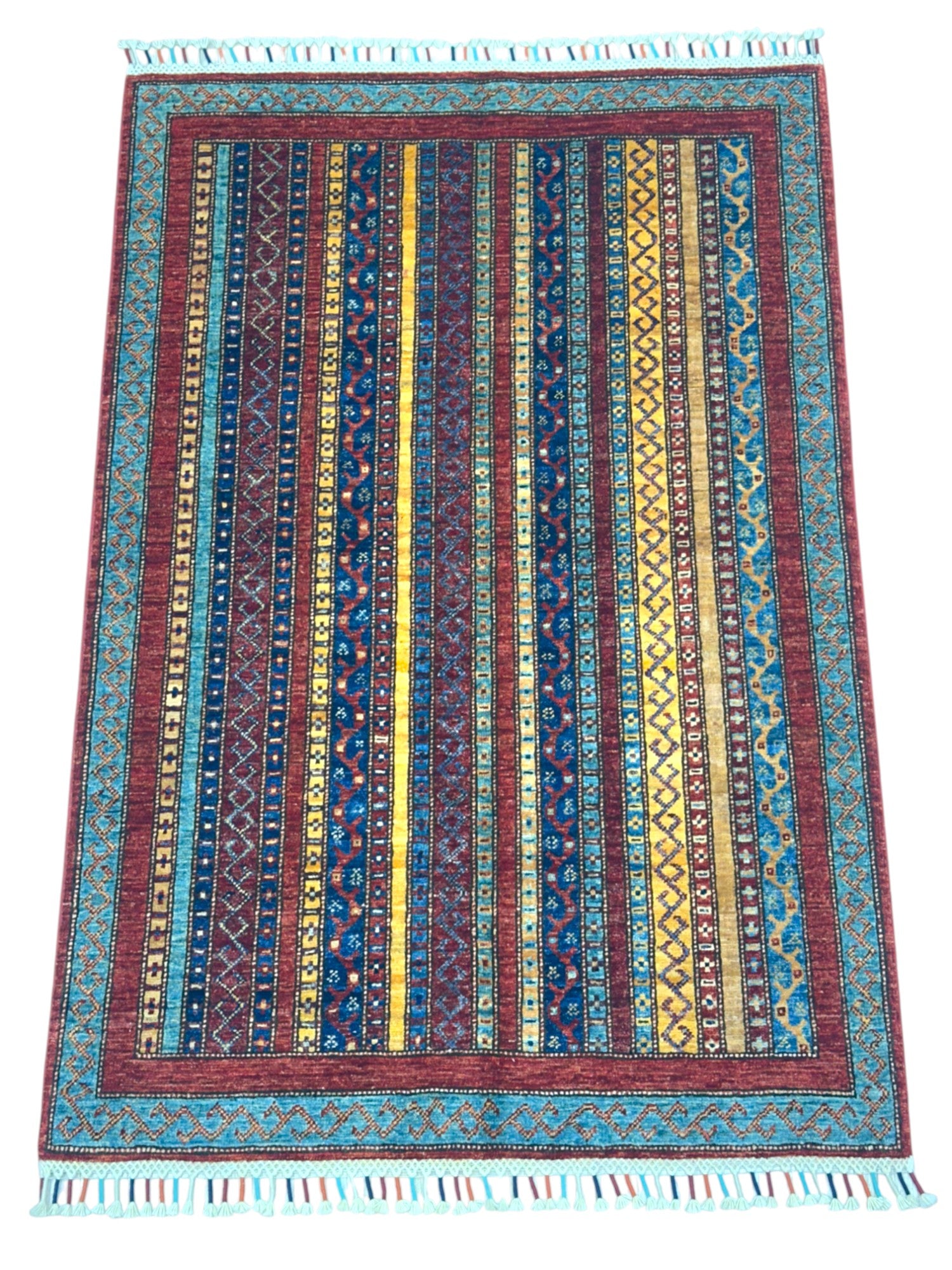 Hand-Knotted Afghani Khorjeen Wool Rug – 3’4″  x  4’11″