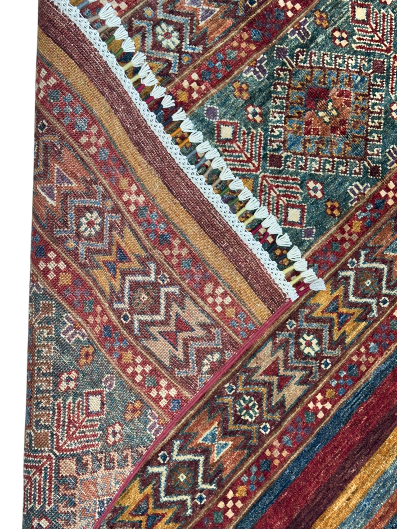 Hand-Knotted Afghani Chobi Khorjin Ghazni Wool Rug | Tribal | 5′ x 7′