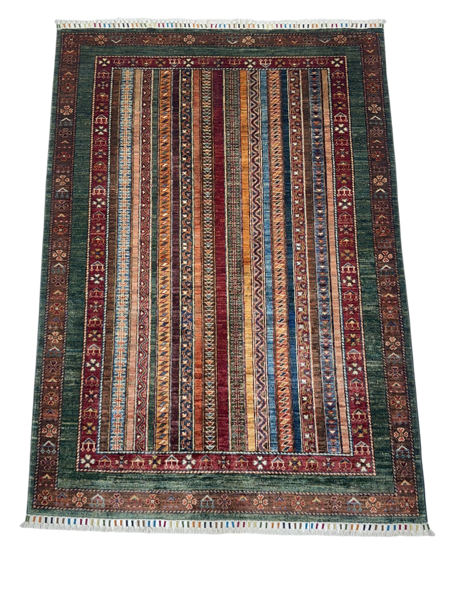 Hand-Knotted Afghani Khorjeen Wool Rug – 4’4″  x  6’2″