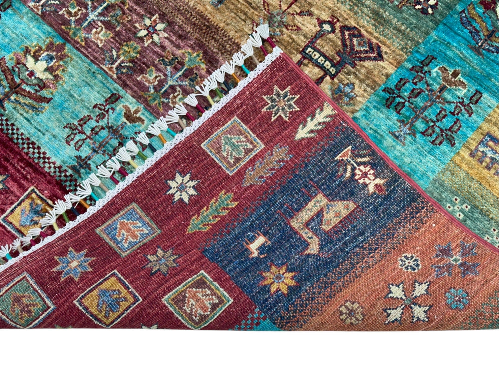 Hand-Knotted Afghani Chobi Ghazni Wool Rug | Gabbeh Design | 6′ x 8′