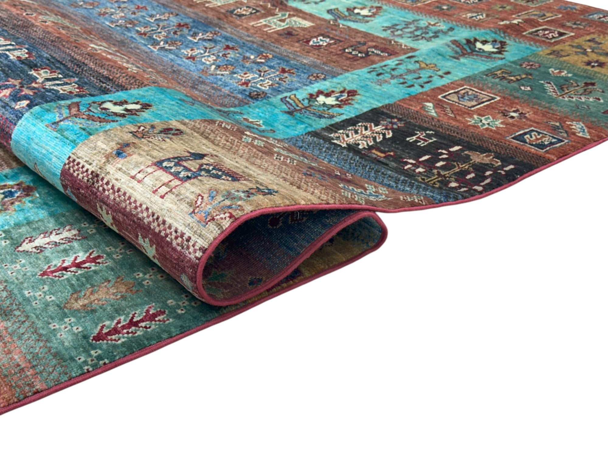 Hand-Knotted Afghani Chobi Ghazni Wool Rug | Gabbeh Design | 6′ x 8′
