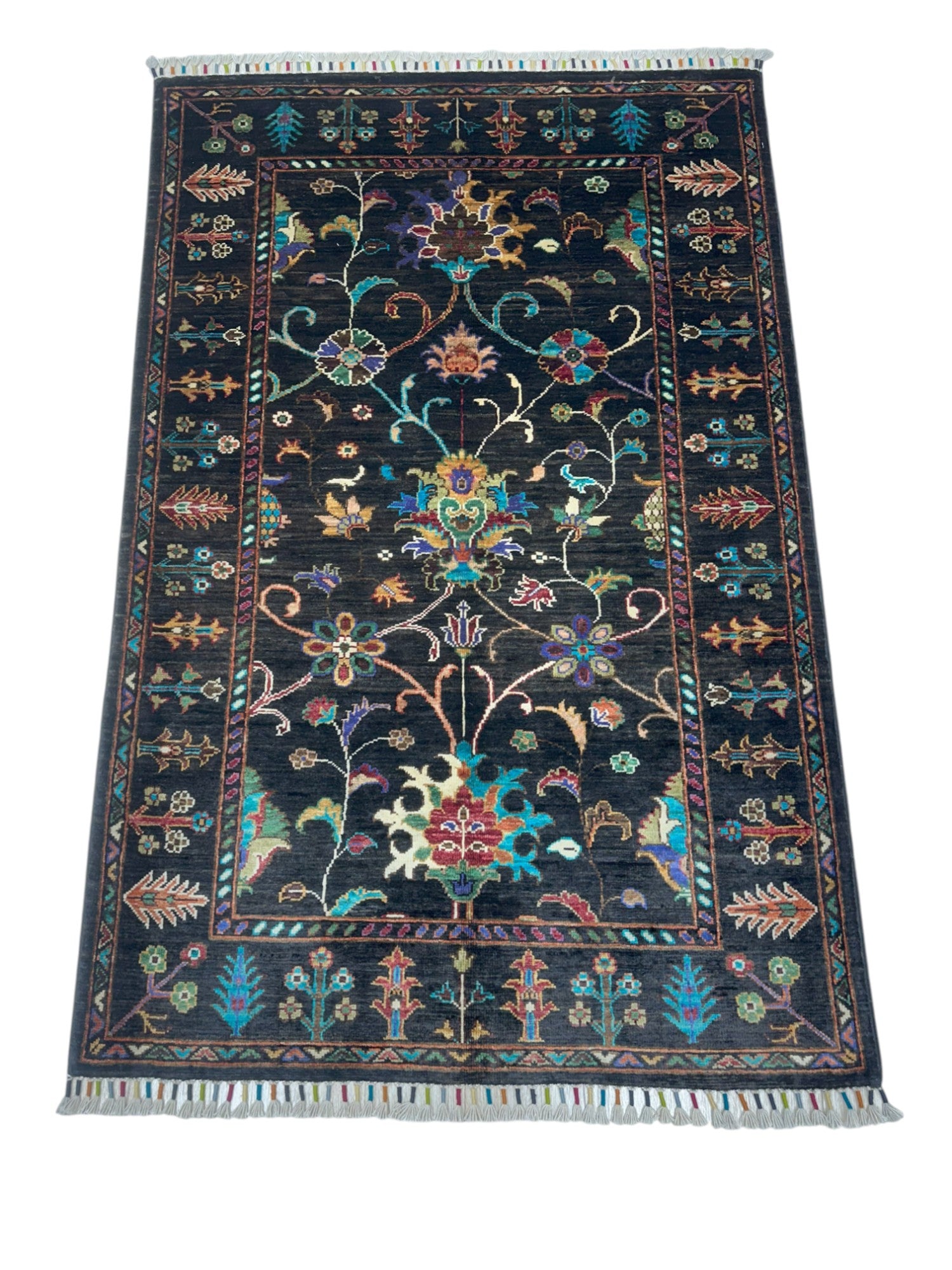 Hand-Knotted Afghani Sultani Wool Rug – 3’4″  x  5’1″