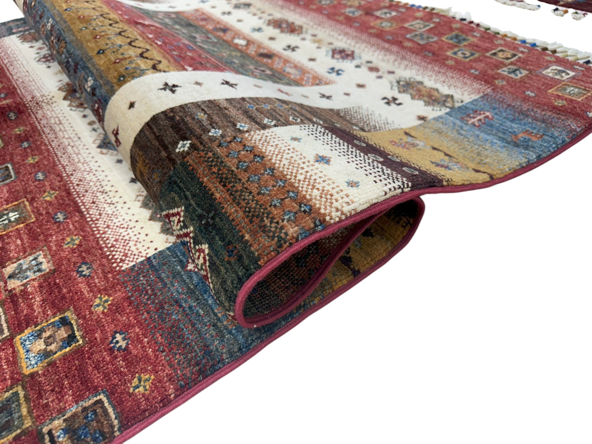 Hand-Knotted Afghani Khorjeen Wool Rug – 3’5″  x  4’6″