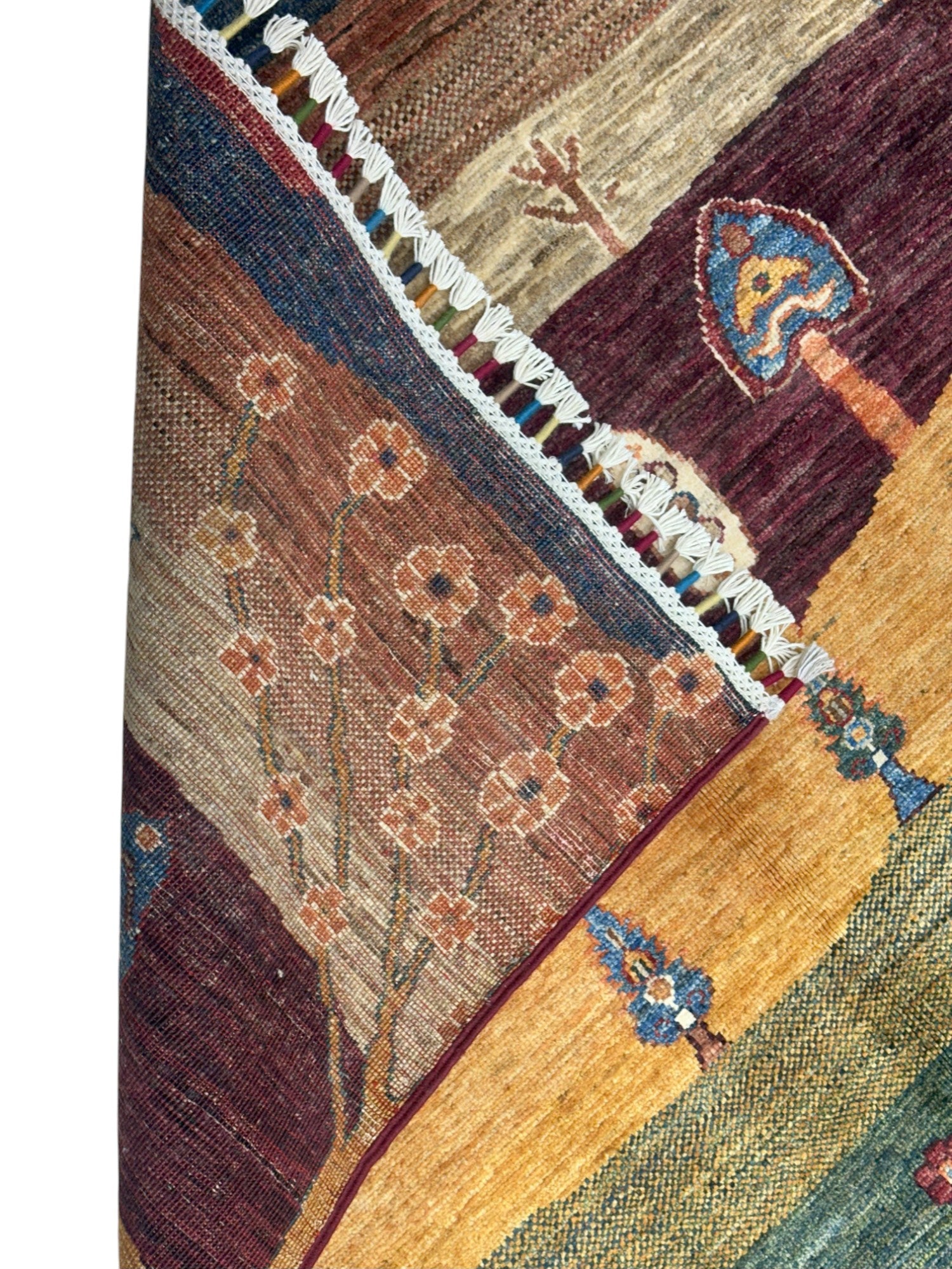 Hand-Knotted Afghani Tree of Life Wool Rug – 3’5″  x  4’11″