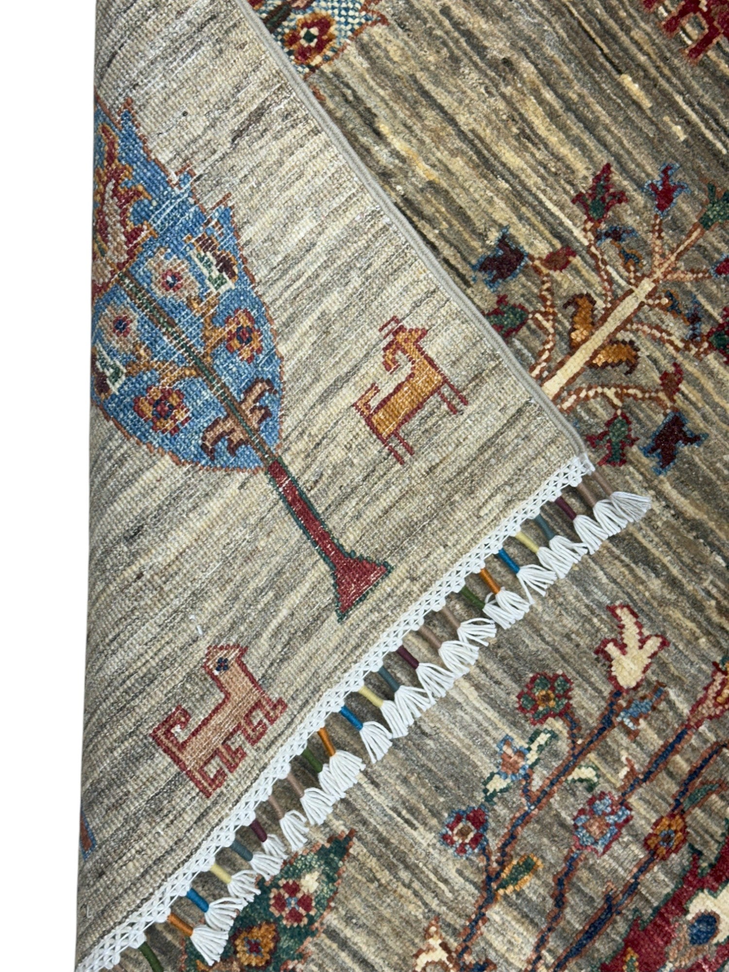 Hand-Knotted Afghani Tree of Life Wool Rug – 4’11″  x  6’10″