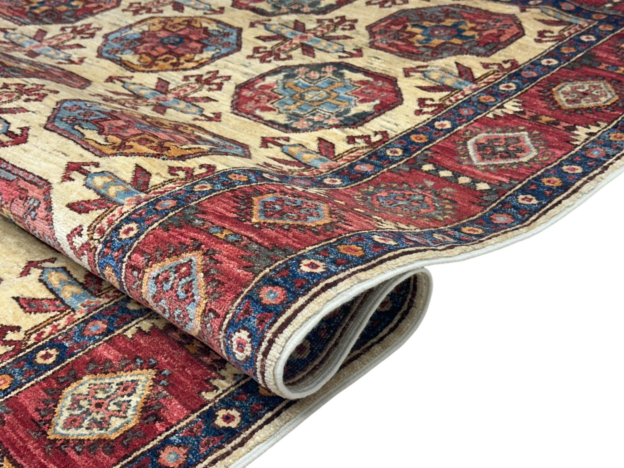 Hand-Knotted Afghani Fil Pai Wool Rug – 4’10″  x  6’9″