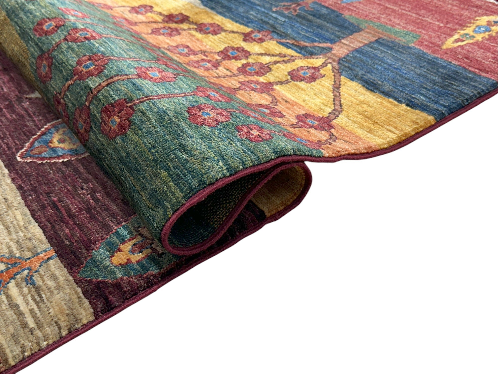 Hand-Knotted Afghani Tree of Life Wool Rug – 3’7″  x  4’11″