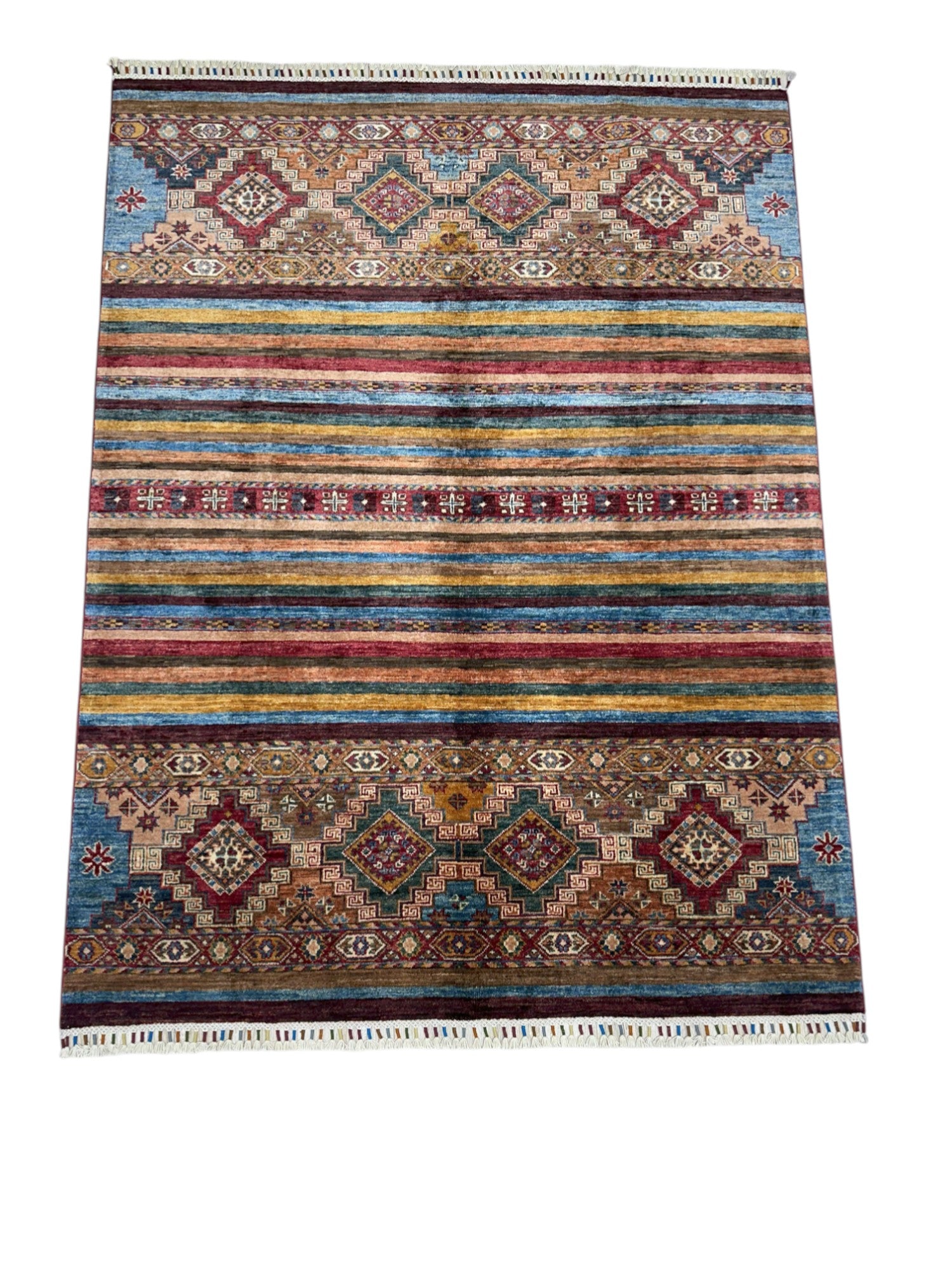Hand-Knotted Afghani Khorjeen Wool Rug – 4’10″  x  6’4″