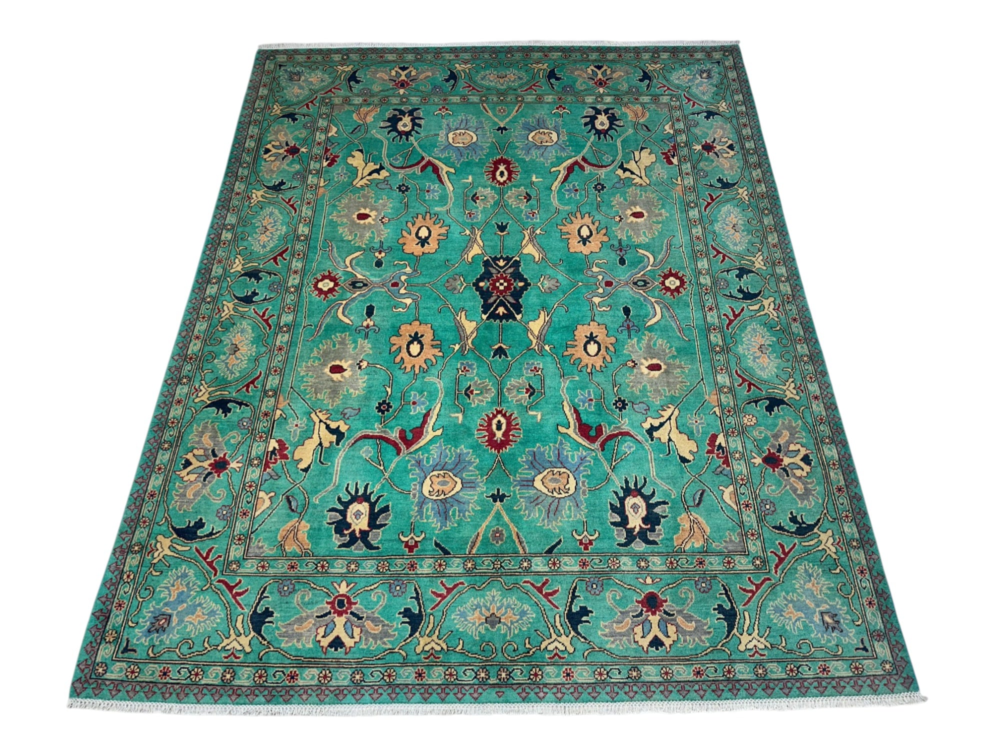 Hand-Knotted Afghani Super Kazak Wool Rug – 8’0″  x  9’11″