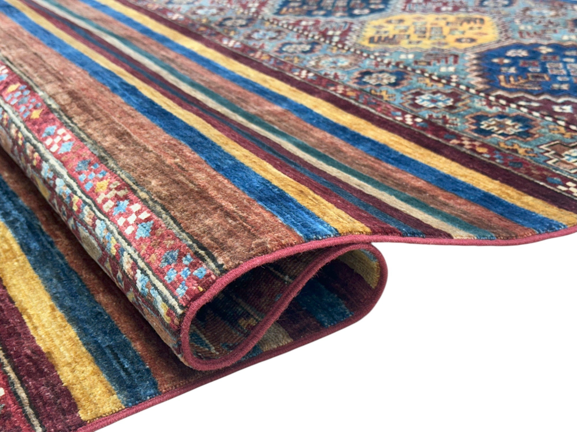 Hand-Knotted Afghani Chobi Khorjeen Wool Rug – 5’10″  x  7’8″