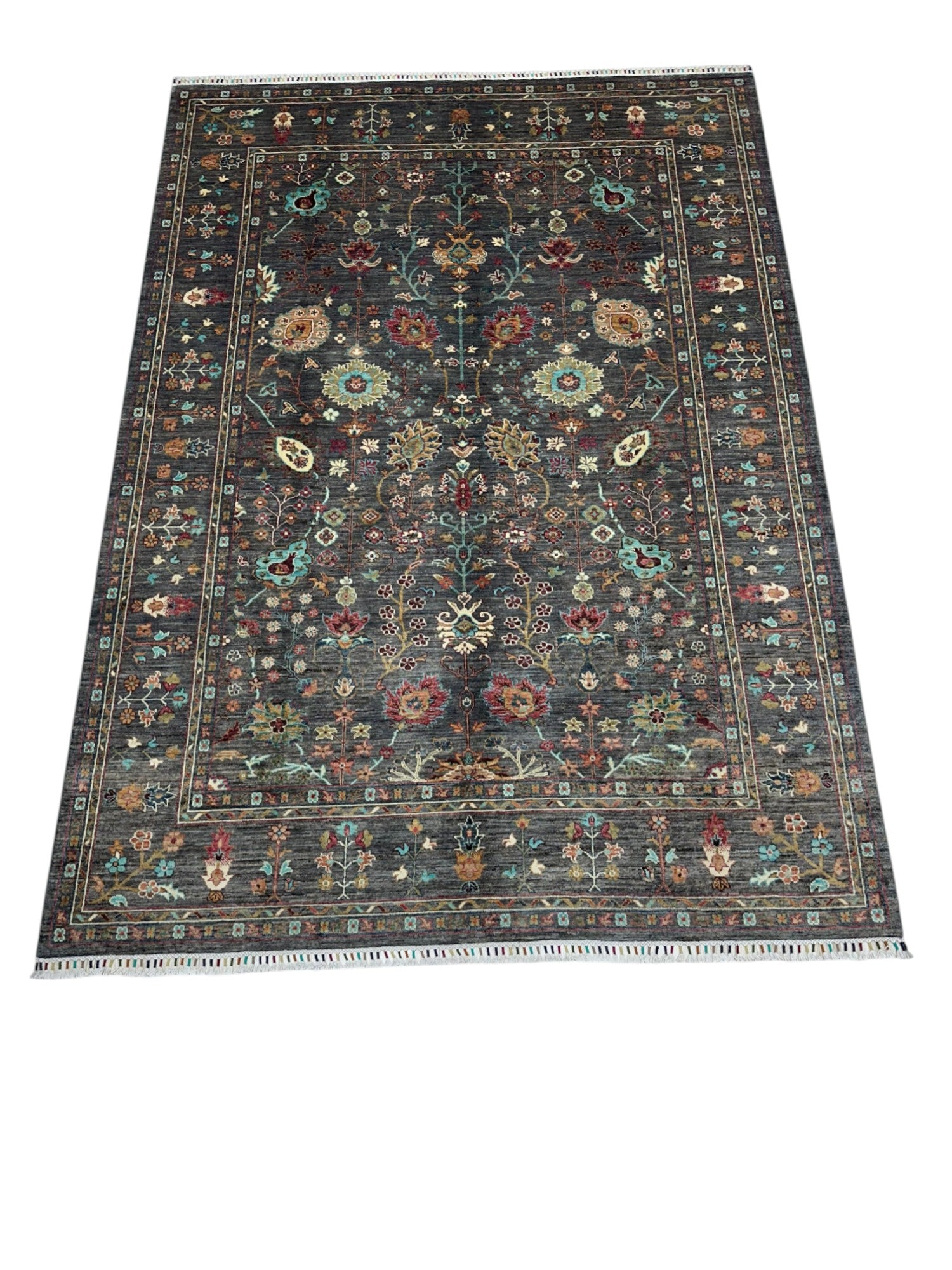 Hand-Knotted Afghani Chobi Sultani Wool Rug – 7’1″  x  9’9″