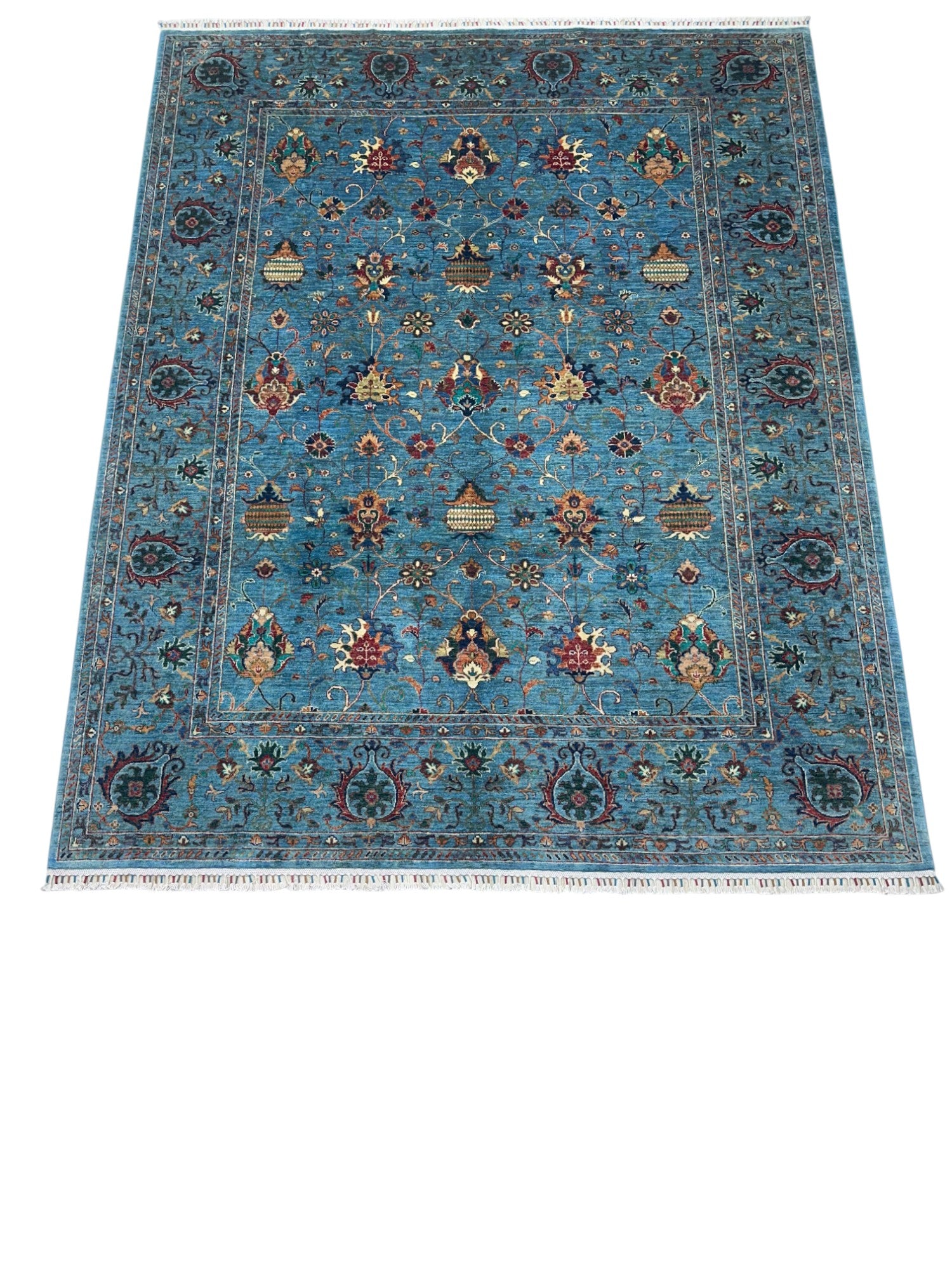 Hand-Knotted Afghani Chobi ultani Wool Rug – 8’2″  x  10’1″