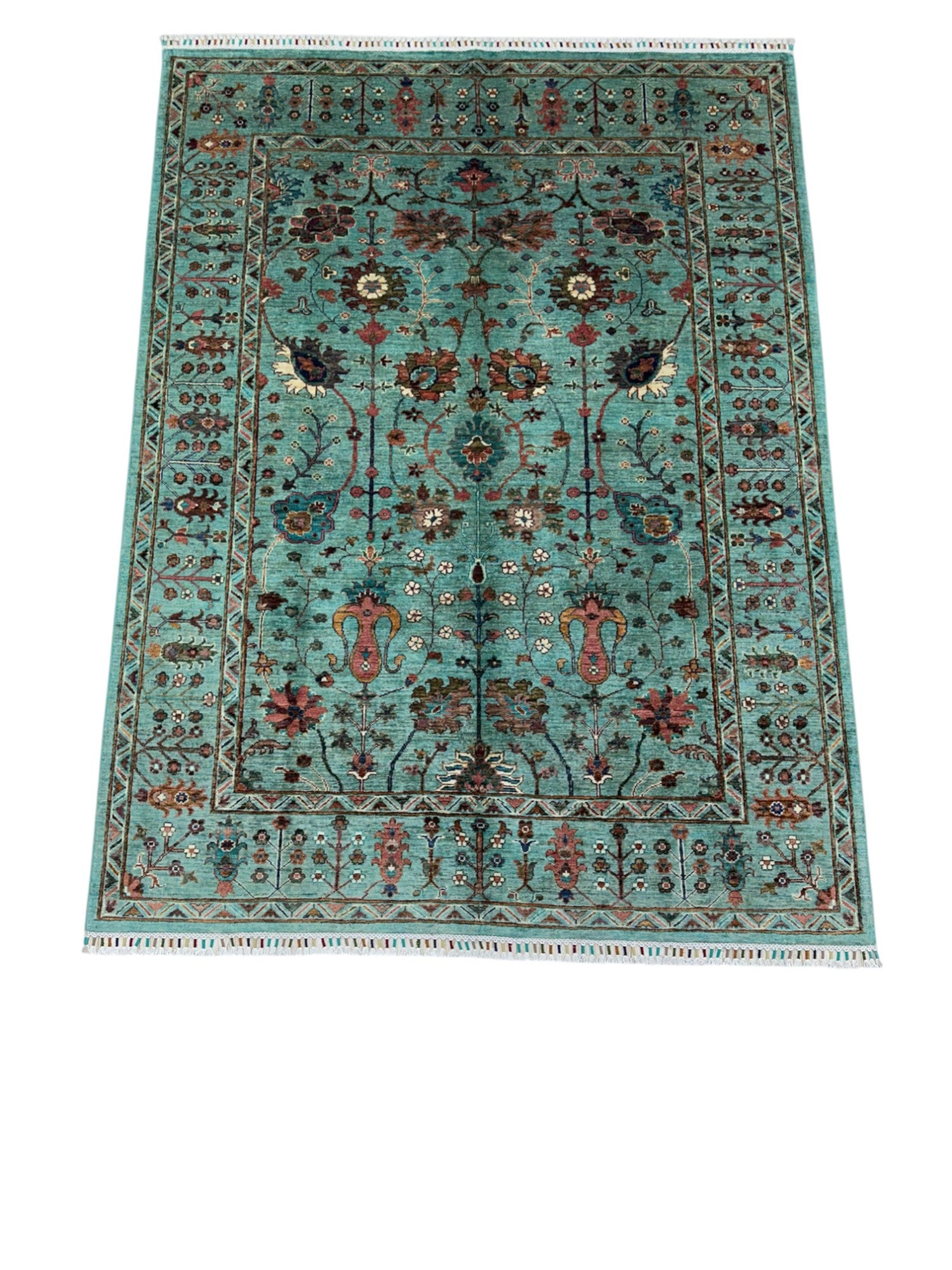 Hand-Knotted Afghani Chobi Sultani Wool Rug – 5’9″  x  10’8″