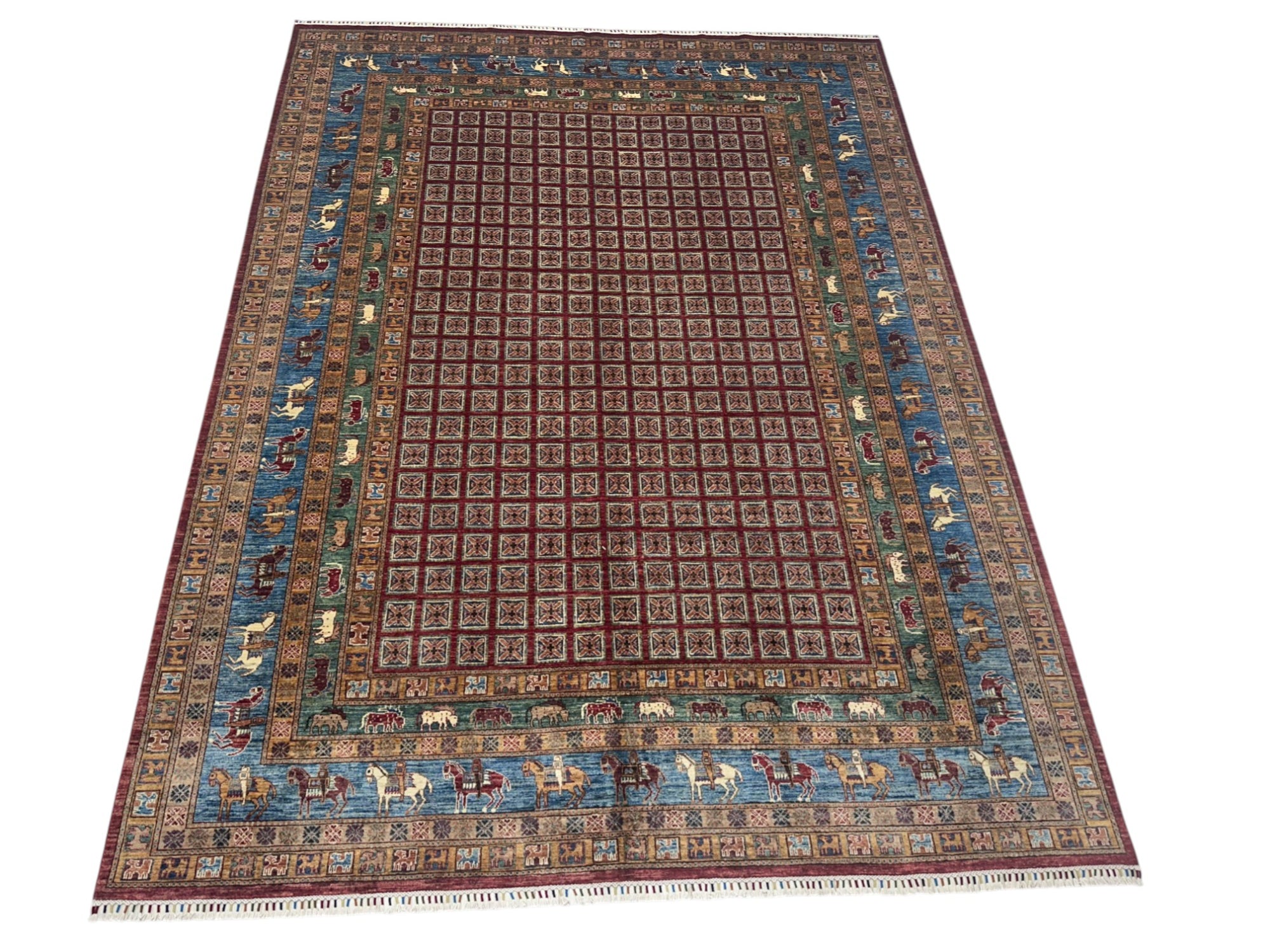 Hand-Knotted Afghani Chobi Gabbeh Wool Rug – 9’0″  x  11’11″