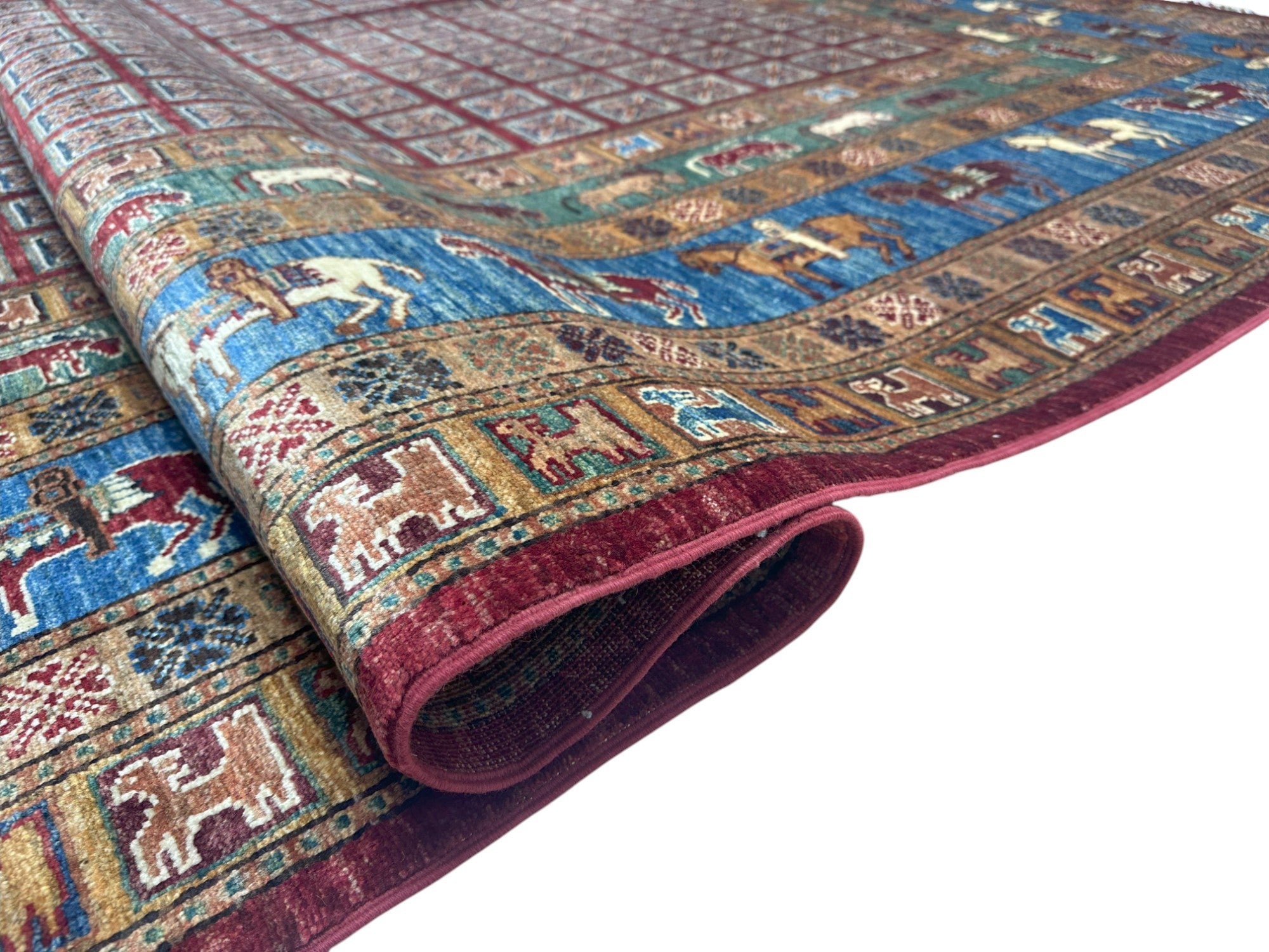 Hand-Knotted Afghani Chobi Gabbeh Wool Rug – 9’0″  x  11’11″