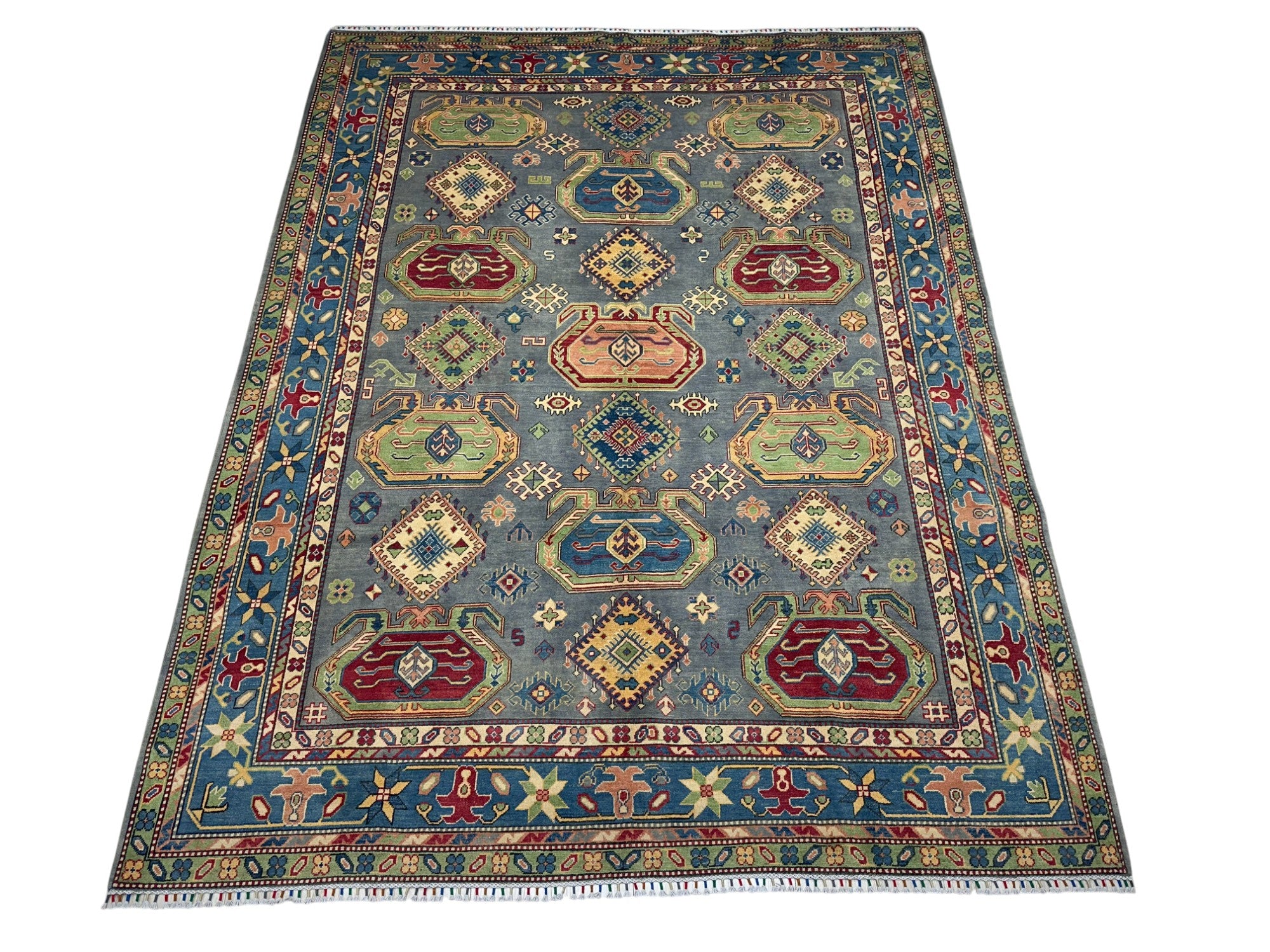 Hand-Knotted Afghan Kazak Wool Rug | Tribal | 8′3″ x 10′8″