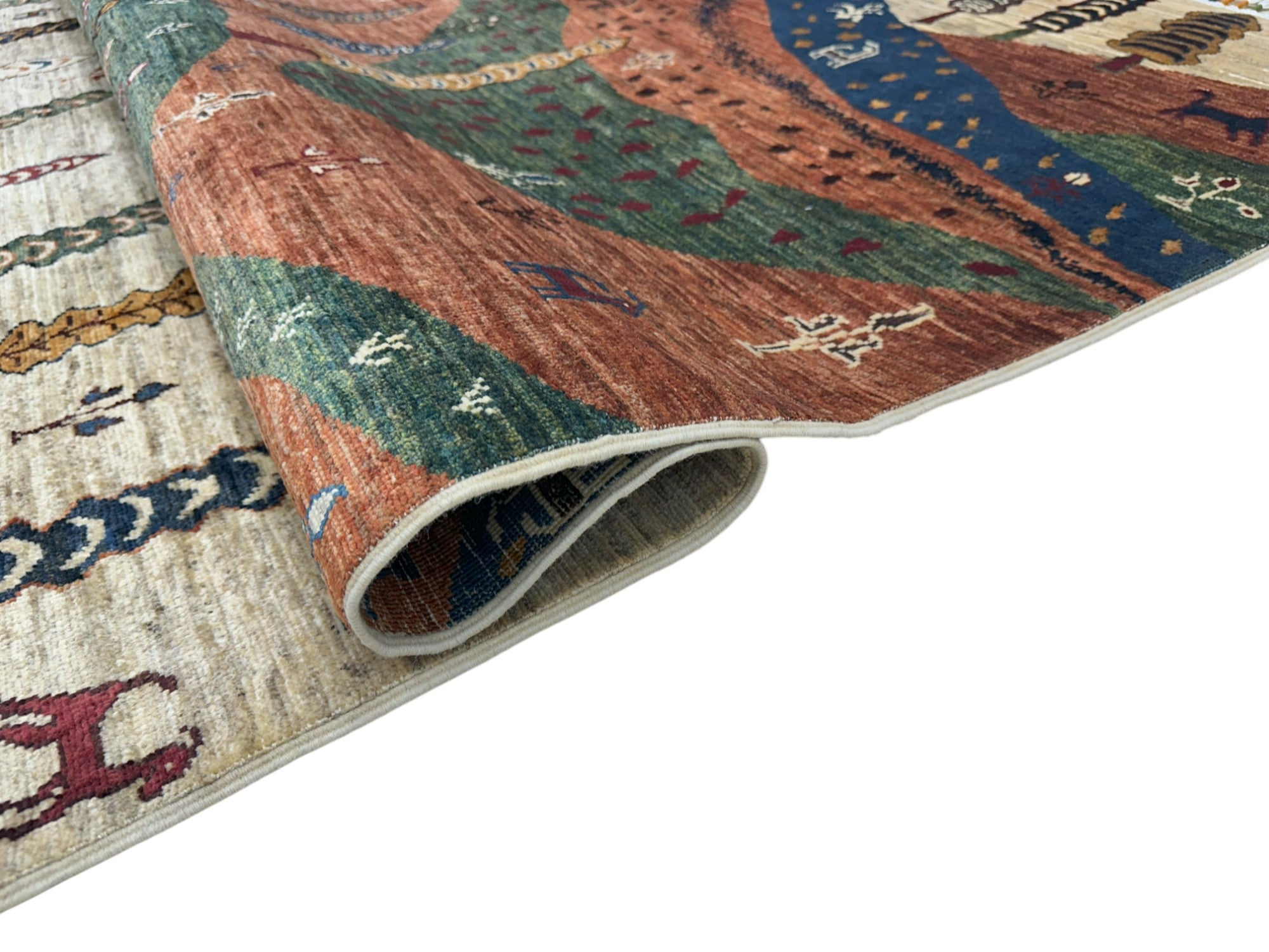 Hand-Knotted Afghani Chobi Gabbeh Wool Rug – 4’11″  x  6’9″