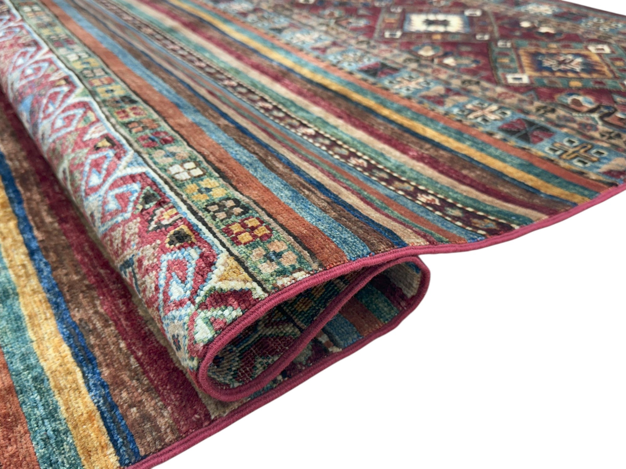 Hand-Knotted Afghani Chobi Khorjeen Wool Rug – 5’0″  x  6’11″