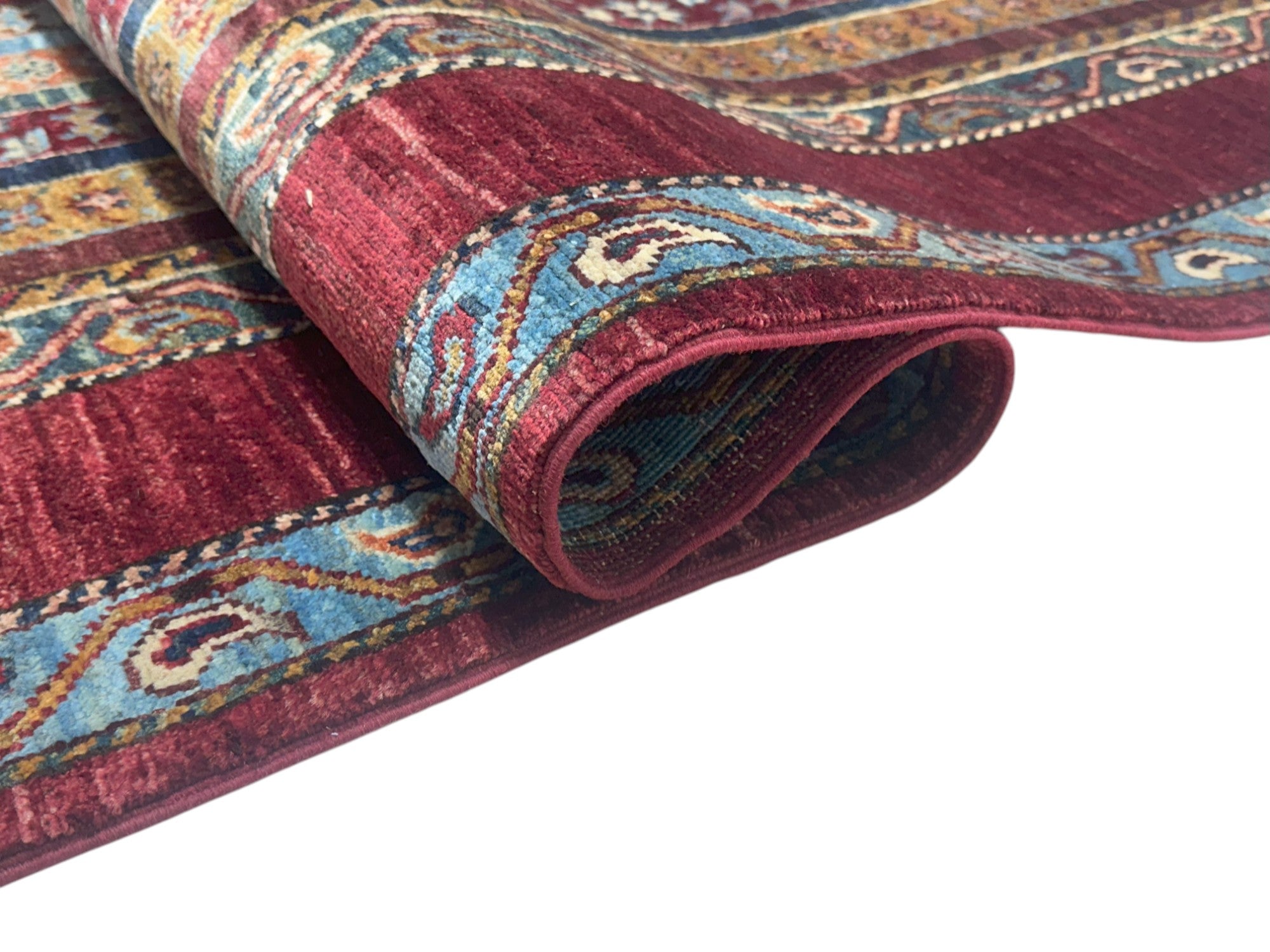 Hand-Knotted Afghani Chobi Ghazni Wool Rug | Striped Khorjin Design | 6′ x 8′