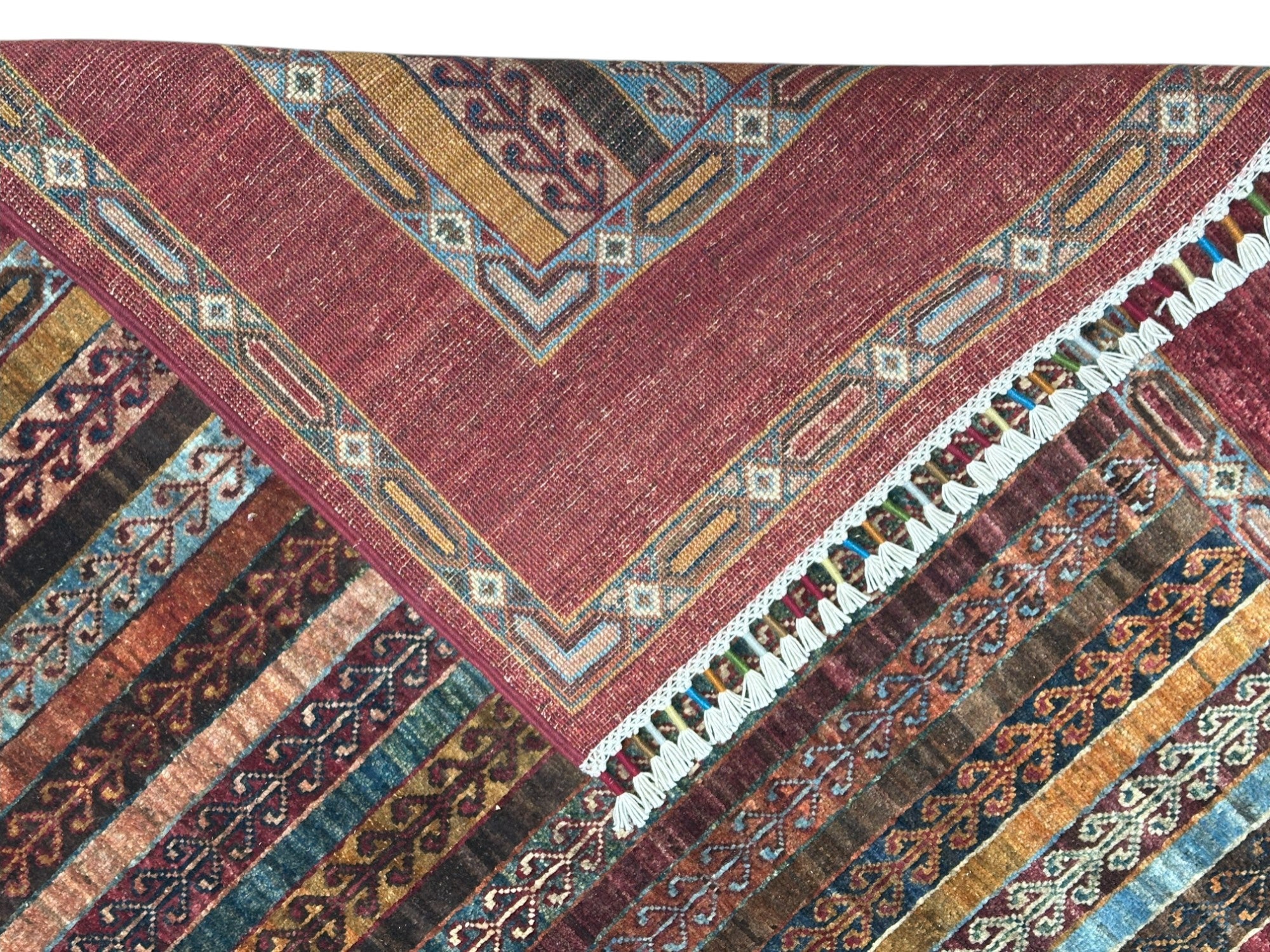 Hand-Knotted Afghani Chobi Khorjeen Wool Rug | 7′1″ x 10′2″