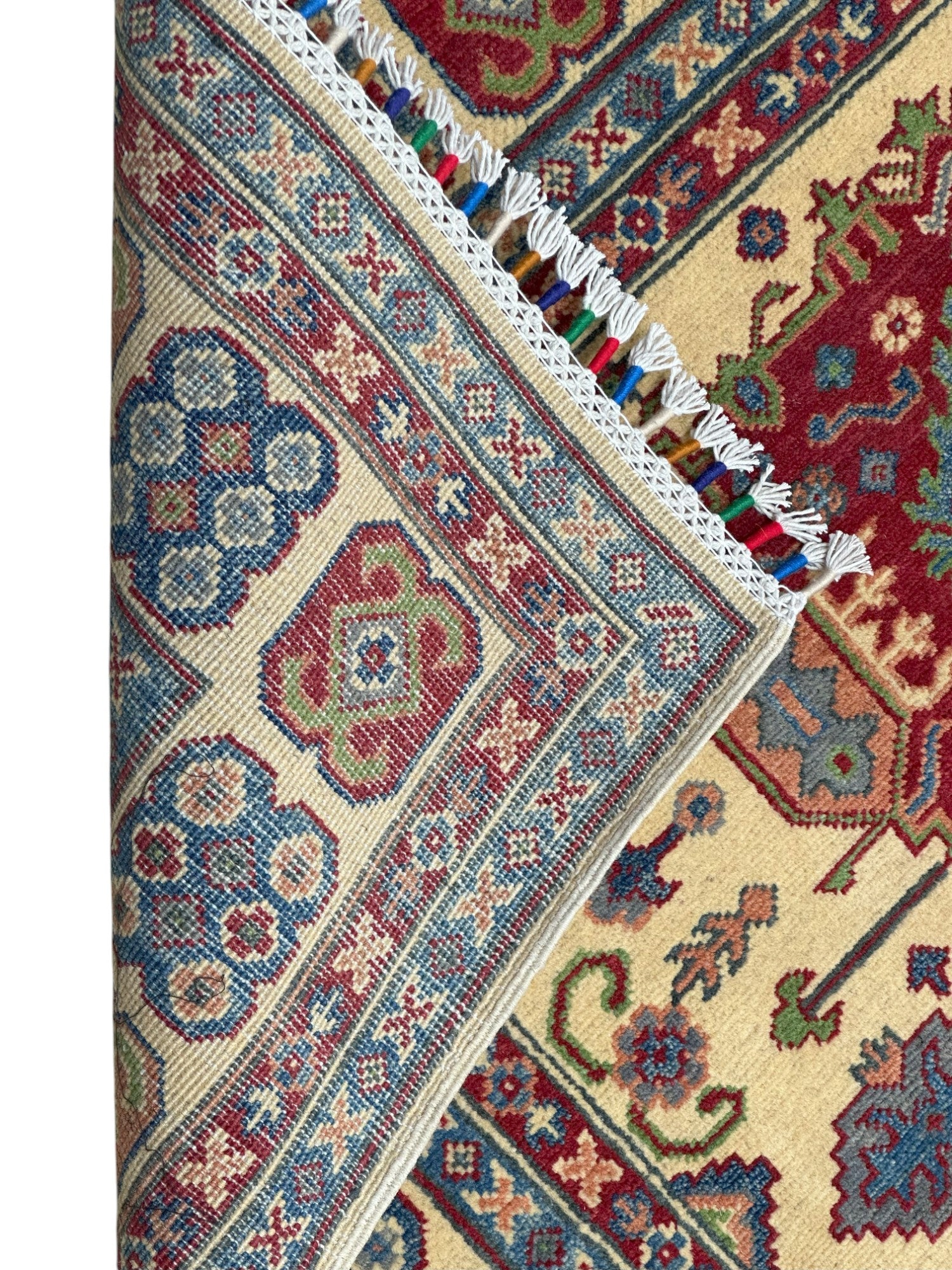Hand-Knotted Afghani Kazak Wool Rug – 4’11″  x  6’7″