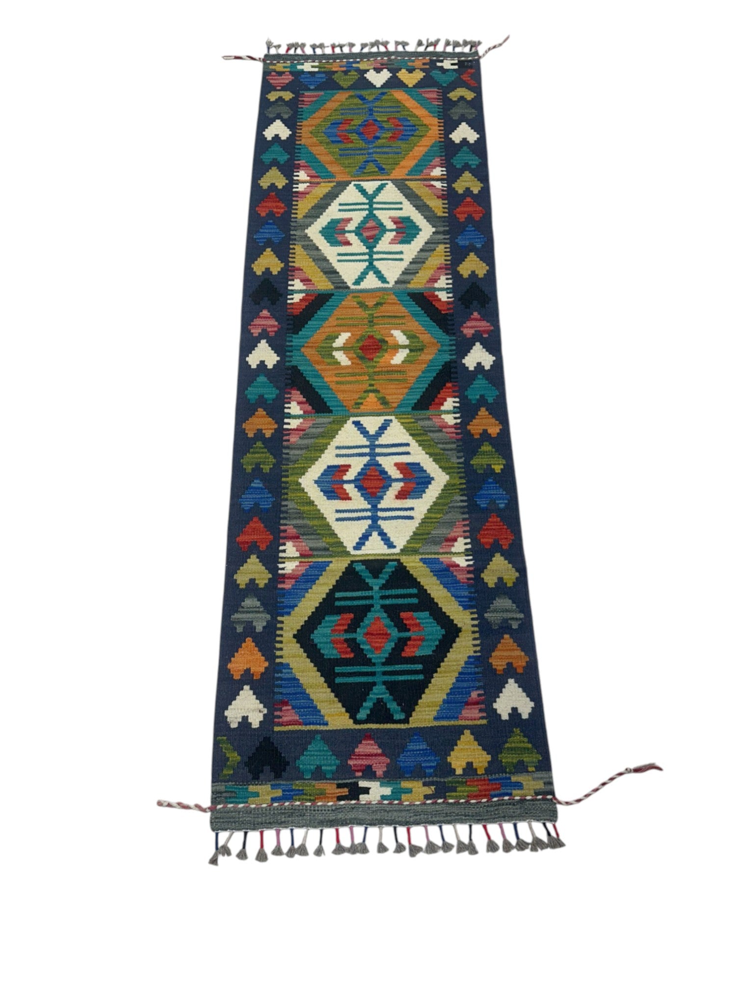 Hand-Woven Afghani Kilim Wool Rug 2' x 6'6"