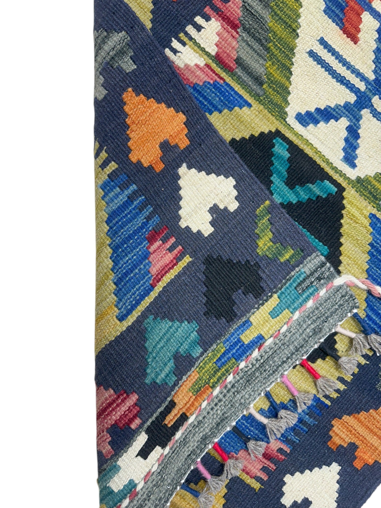 Hand-Woven Afghani Kilim Wool Rug 2' x 6'6"