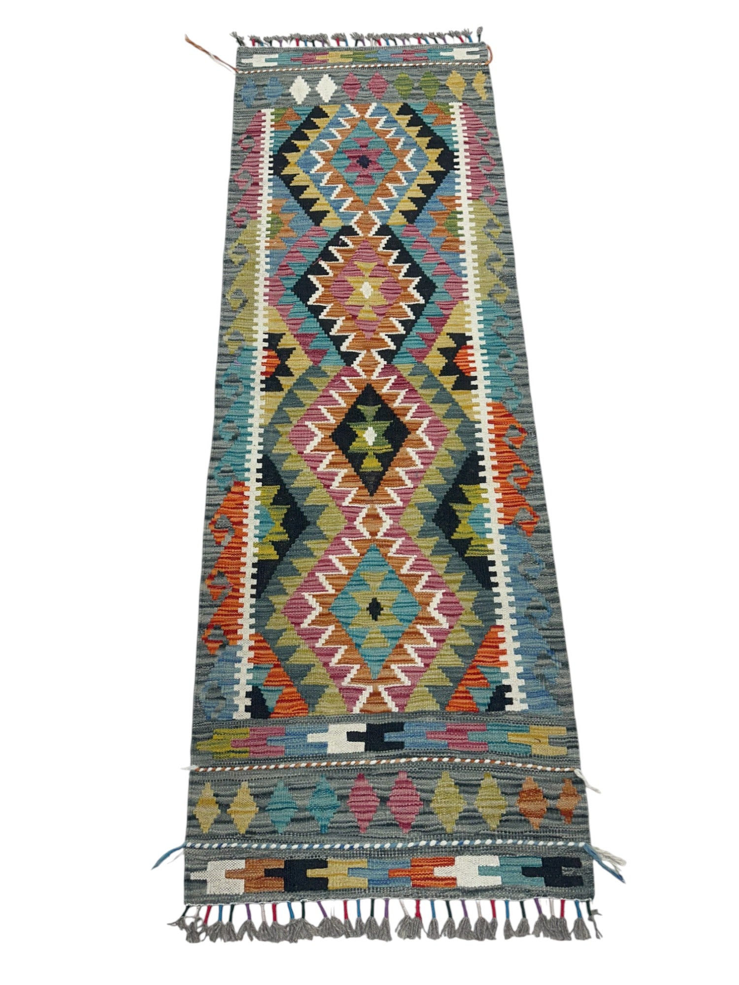 Hand-Woven Afghani Kilim Wool Rug 2'2" x 6'6"