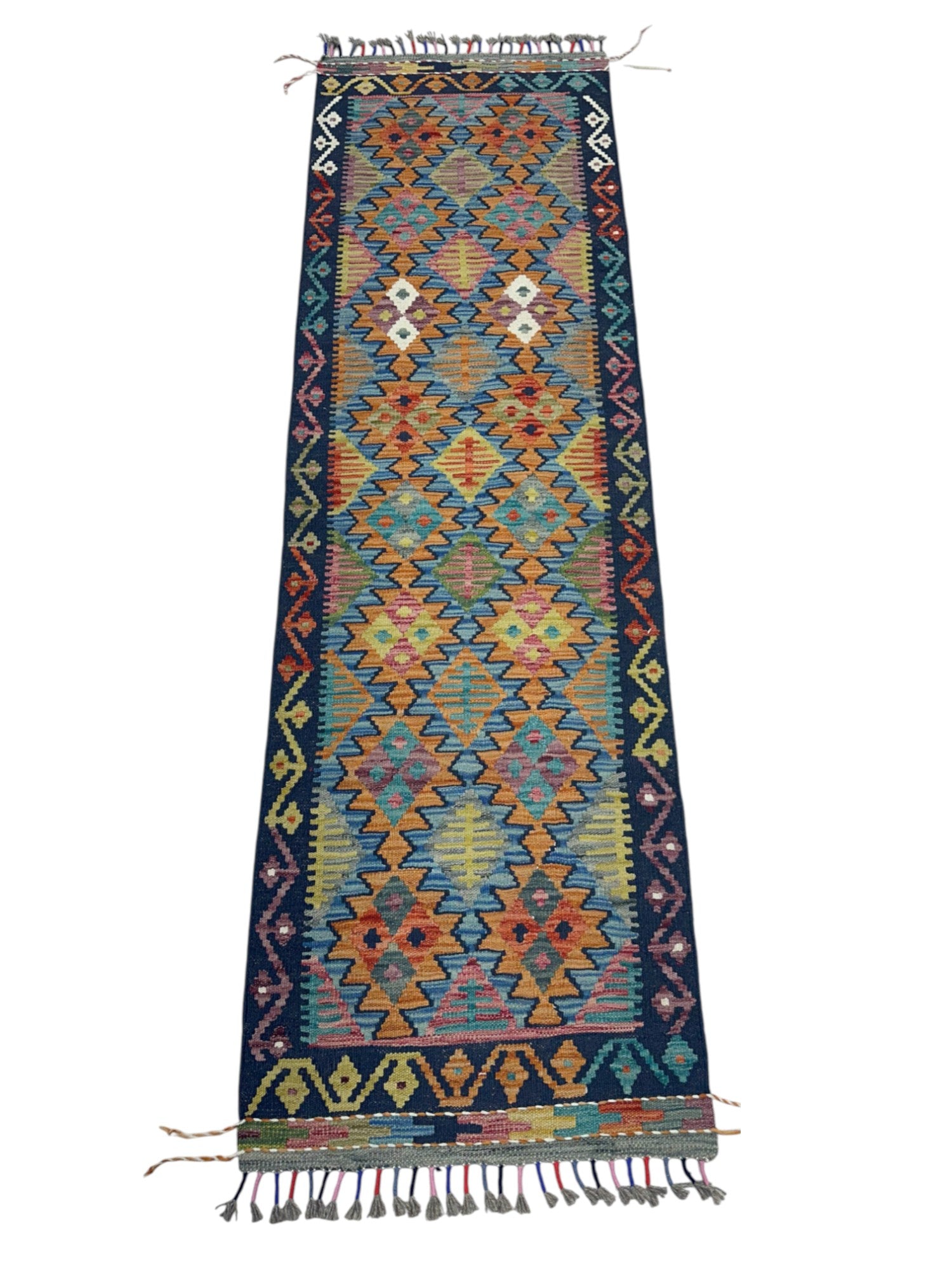Hand-Woven Afghani Kilim Wool Rug 2' x 6'7"