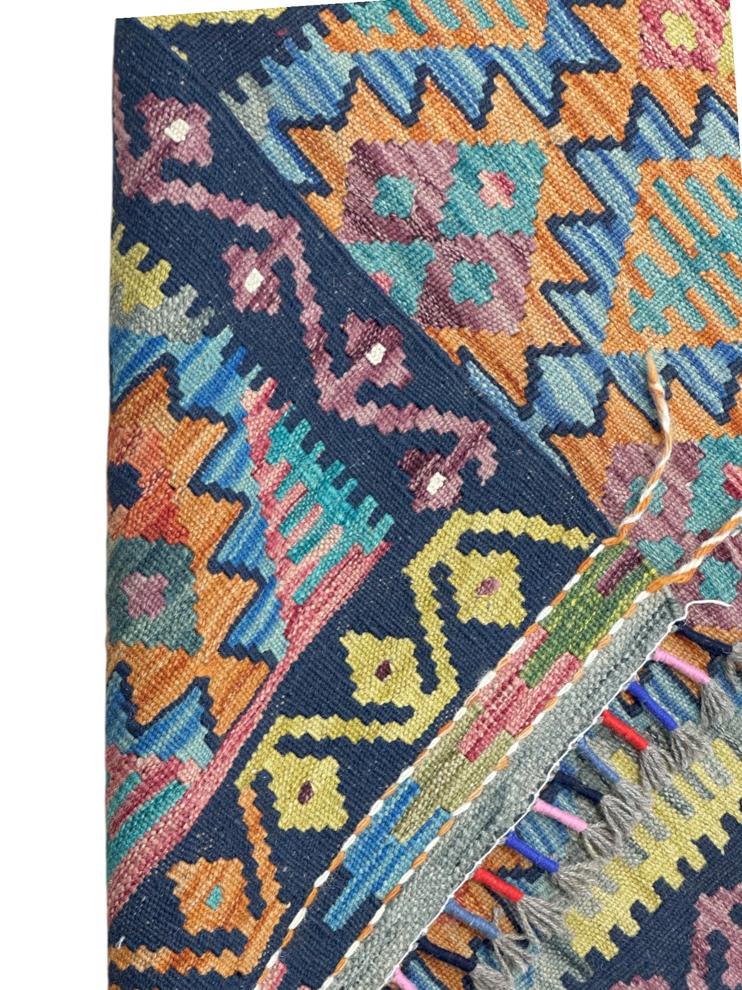 Hand-Woven Afghani Kilim Wool Rug 2' x 6'7"