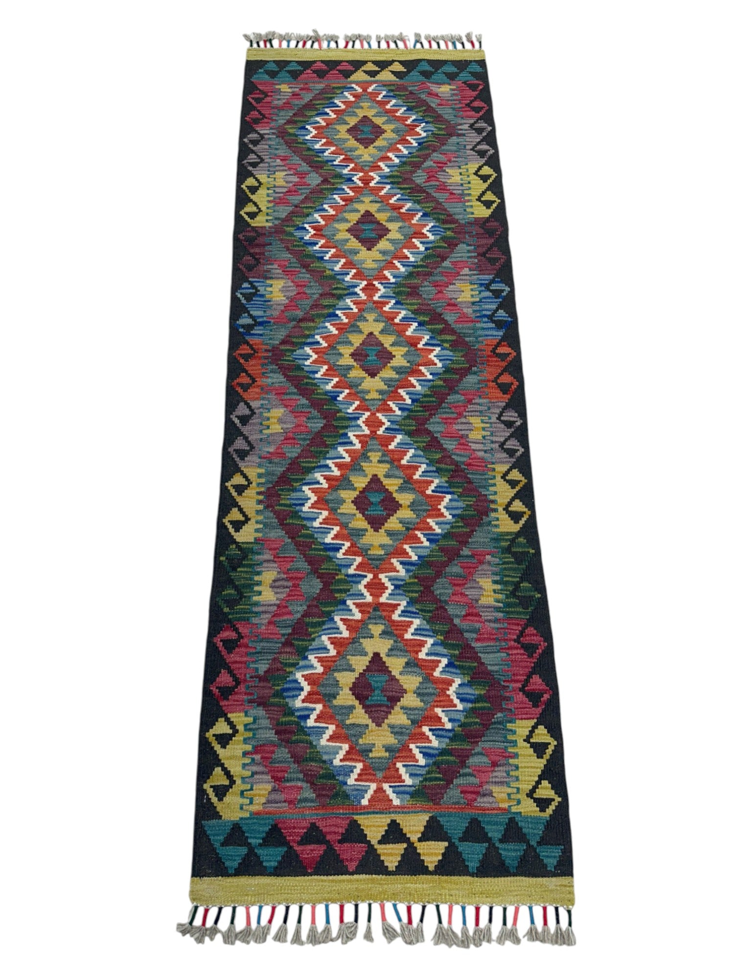 Hand-Woven Afghani Kilim Wool Rug 2'1" x 6'4"