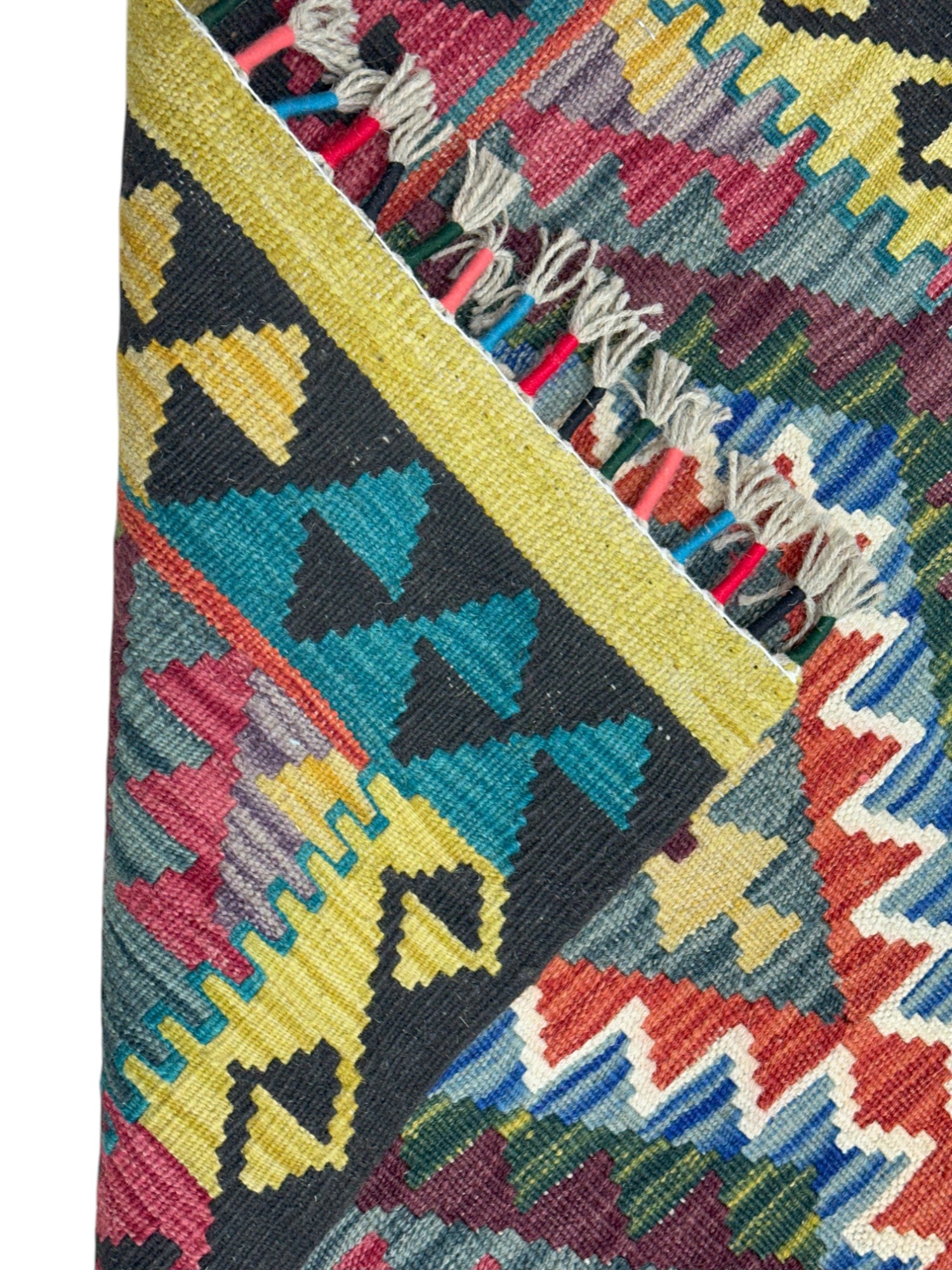 Hand-Woven Afghani Kilim Wool Rug 2'1" x 6'4"