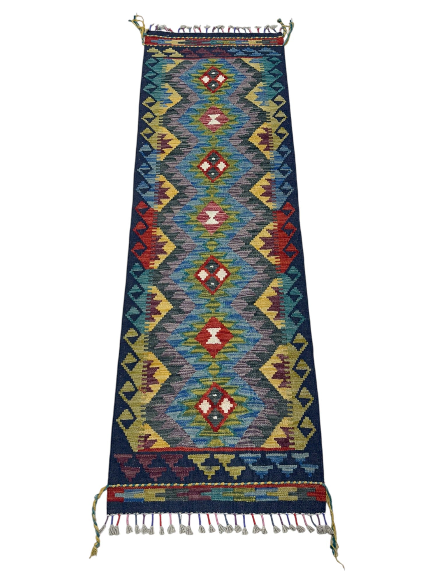 Hand-Woven Afghani Kilim Wool Rug 2' x 6'4"