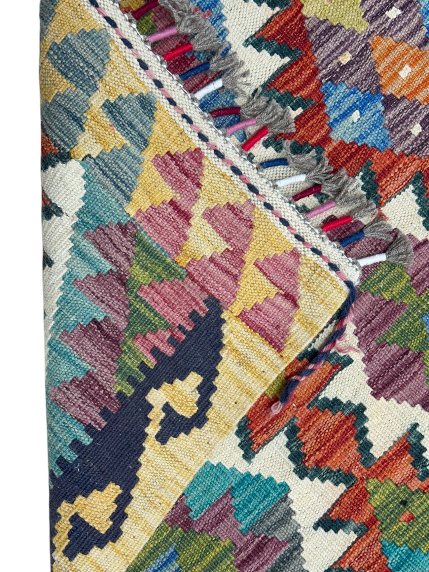 Hand-Woven Afghani Kilim Wool Rug 2'8" x 6'9"