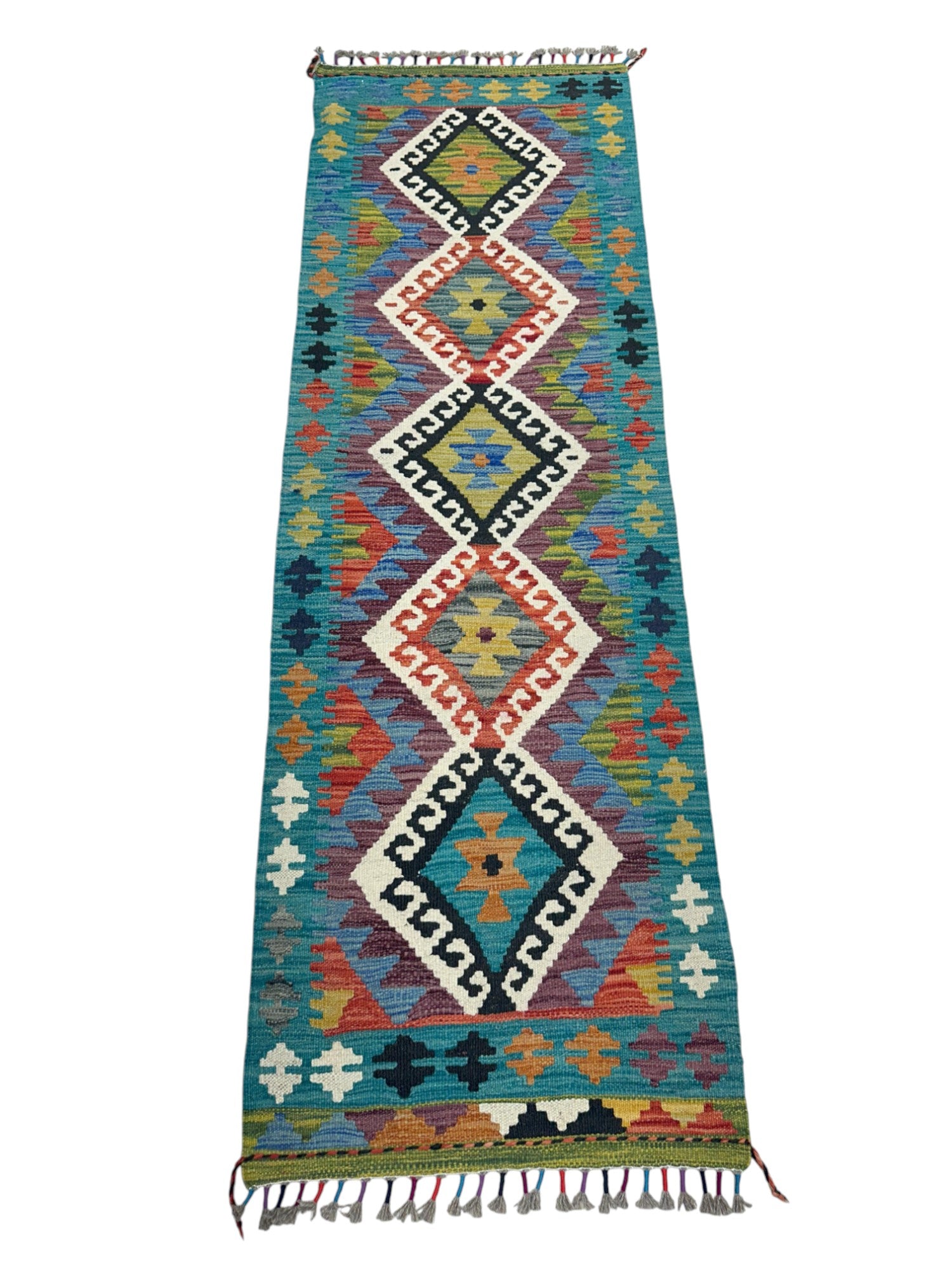 Hand-Woven Afghani Kilim Wool Rug 2'1" x 6'5"
