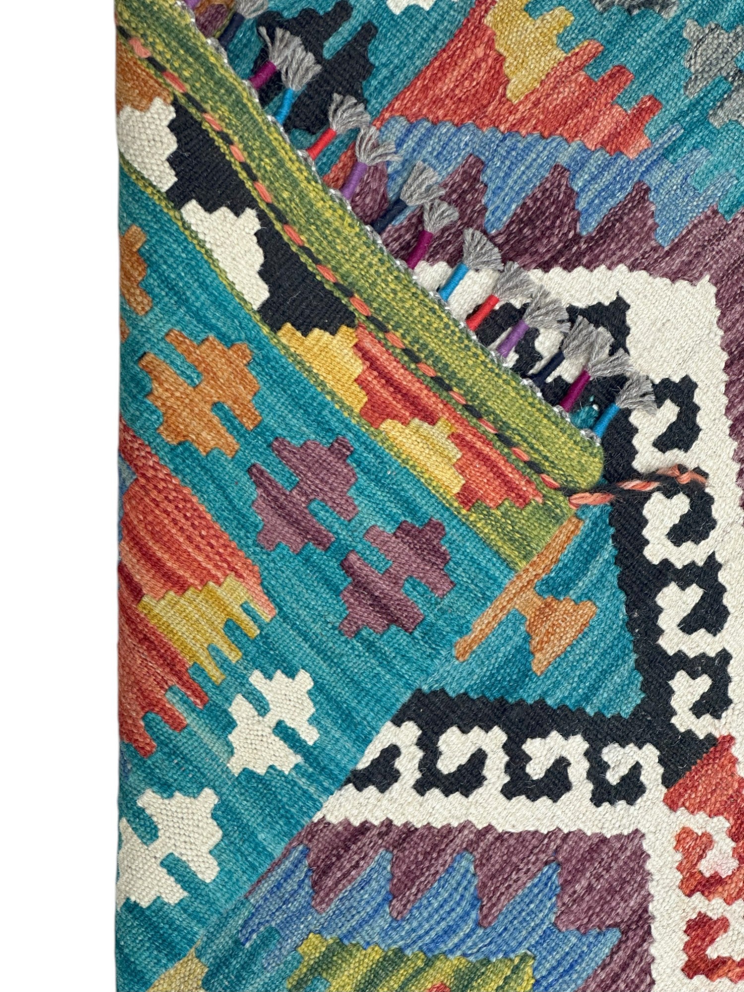 Hand-Woven Afghani Kilim Wool Rug 2'1" x 6'5"