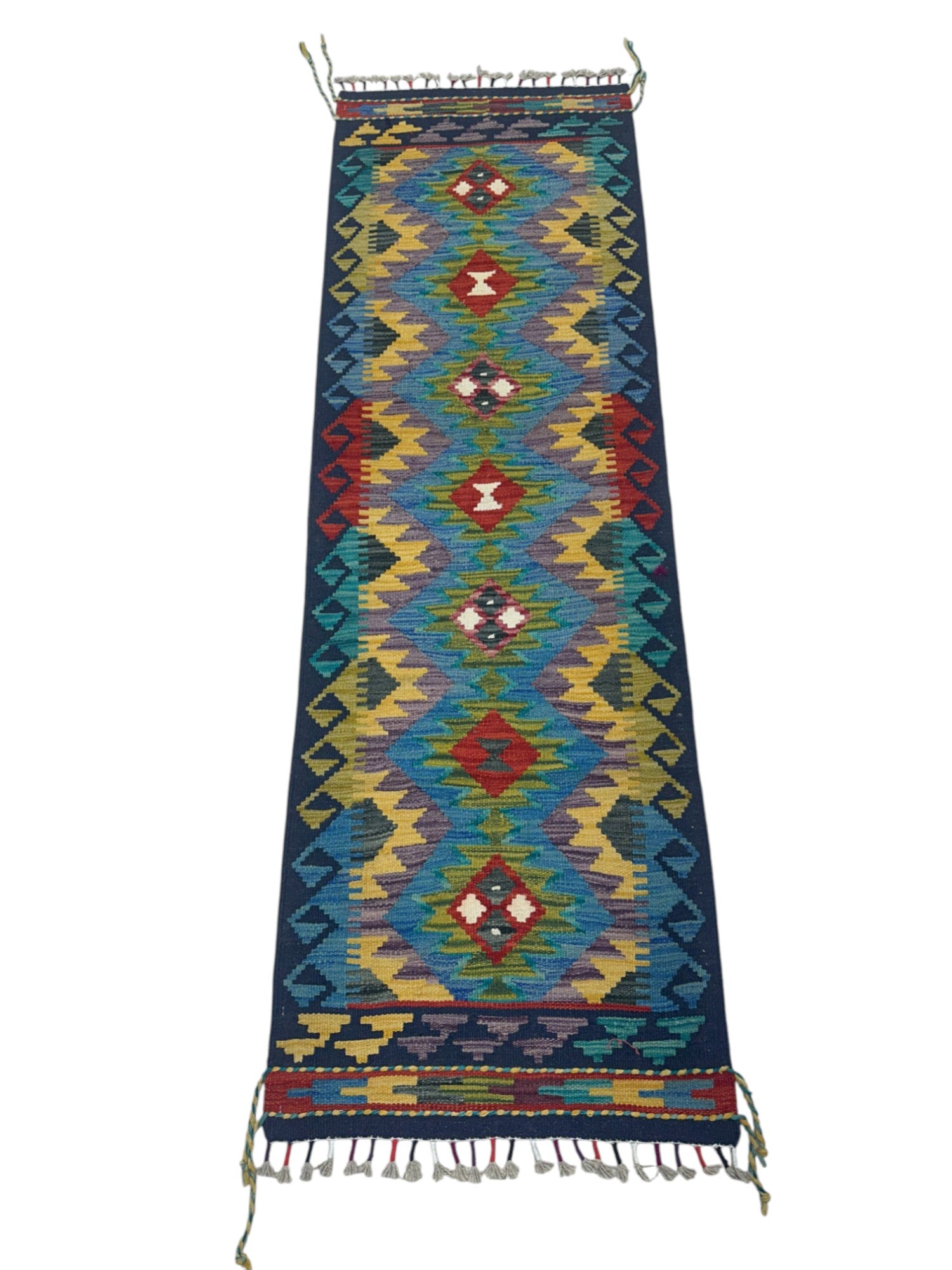Hand-Woven Afghani Kilim Wool Rug 2' x 6'6"