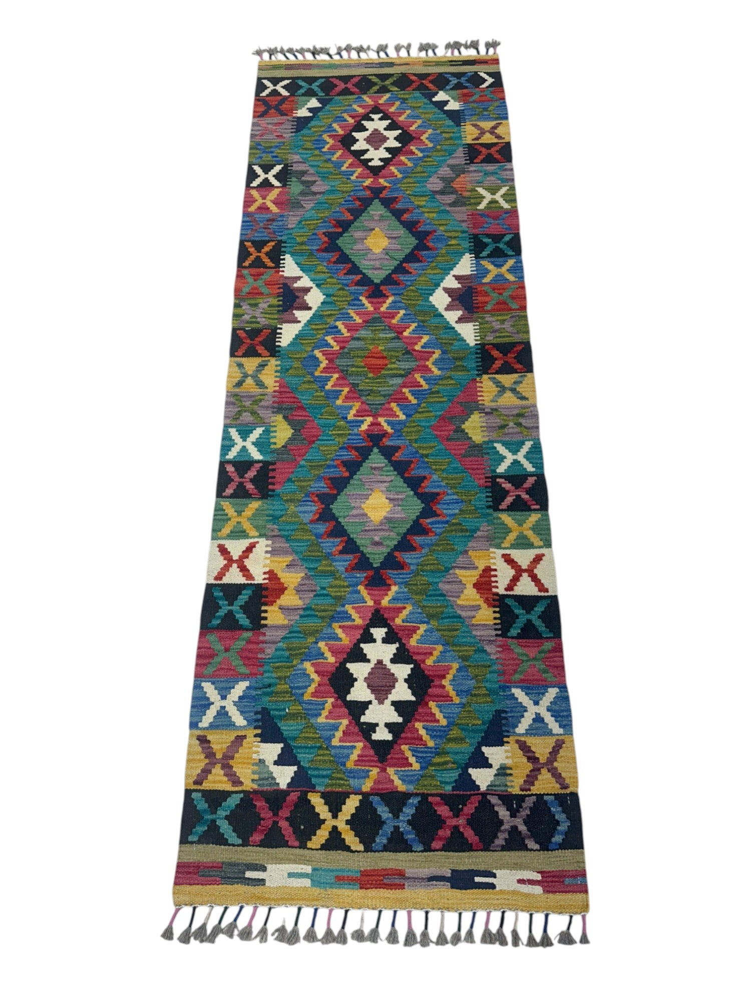 Hand-Woven Afghani Kilim Wool Rug 2'2" x 6'6"