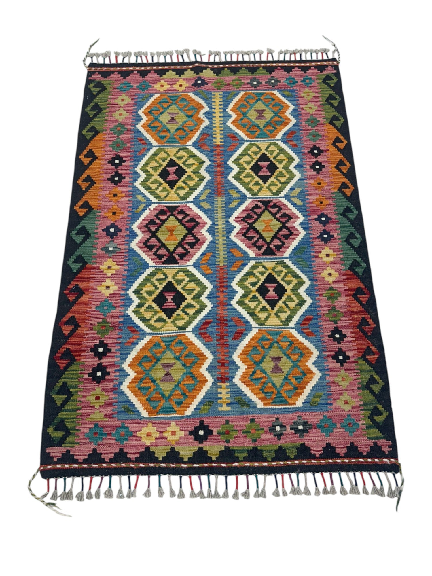 Hand-Woven Afghani Kilim Wool Rug 3'3" x 4'11"