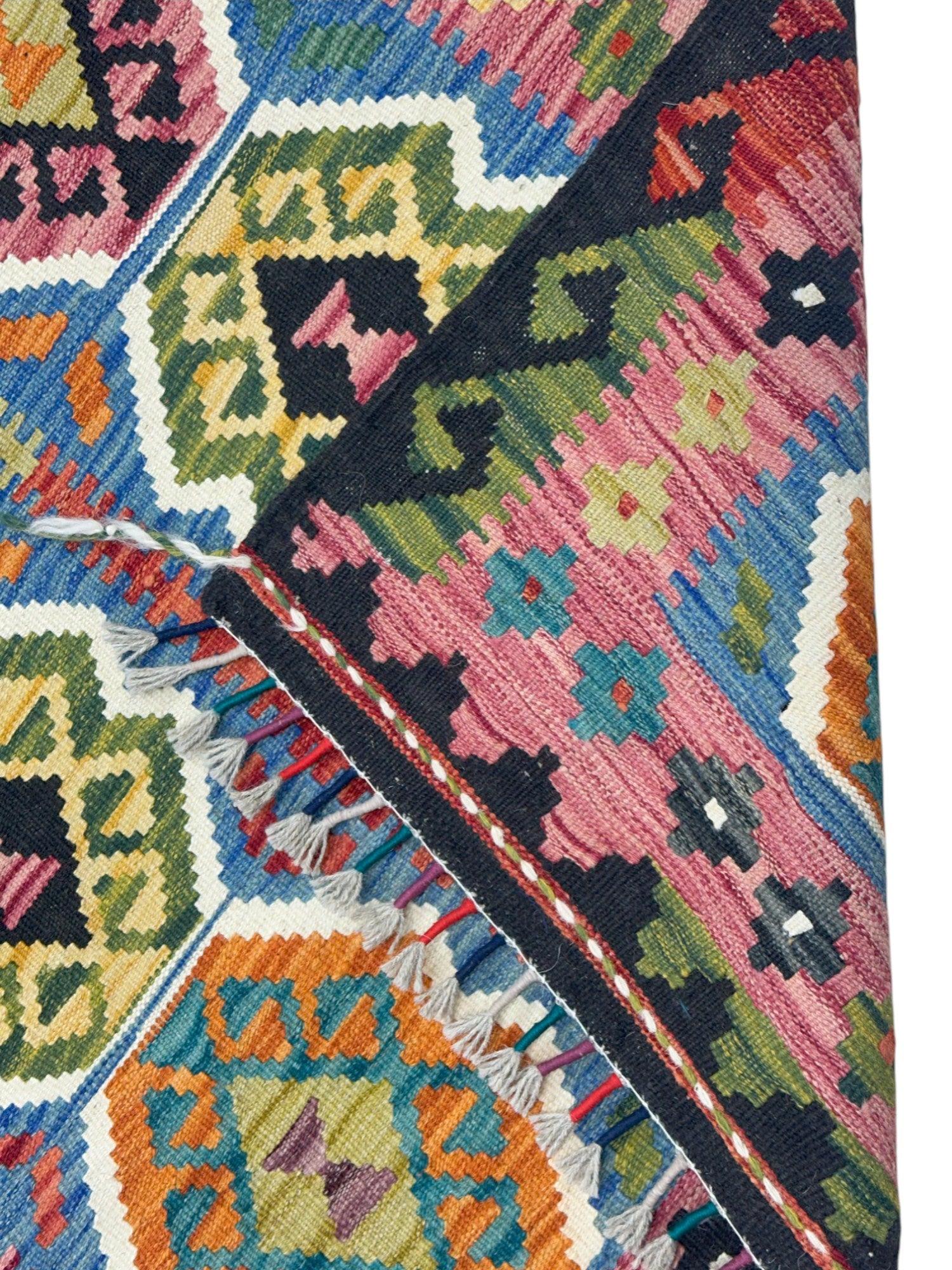 Hand-Woven Afghani Kilim Wool Rug 3'3" x 4'11"