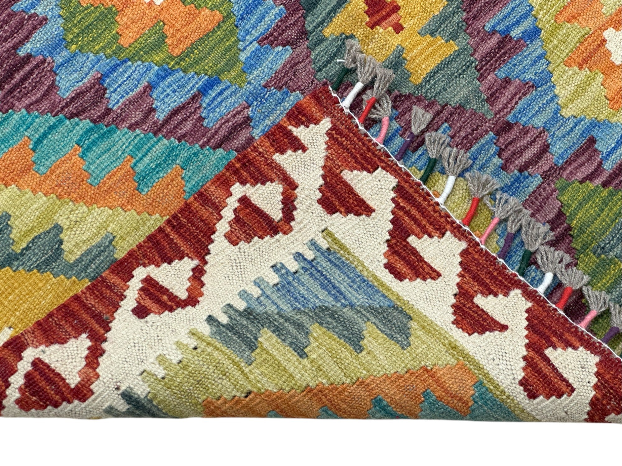 Hand-Woven Afghani Kilim Wool Rug 3'3" x 4'11"