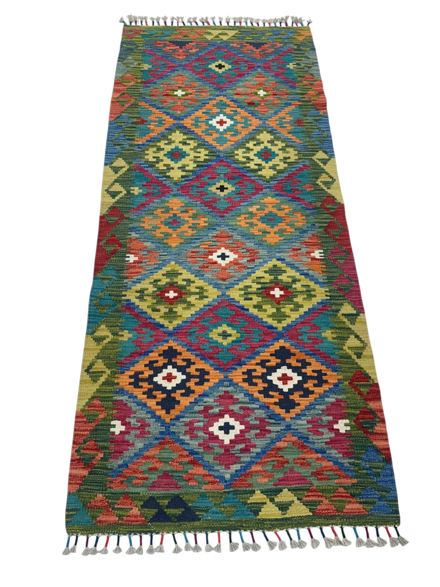 Hand-Woven Afghani Kilim Wool Rug 2'10" x 6'6"