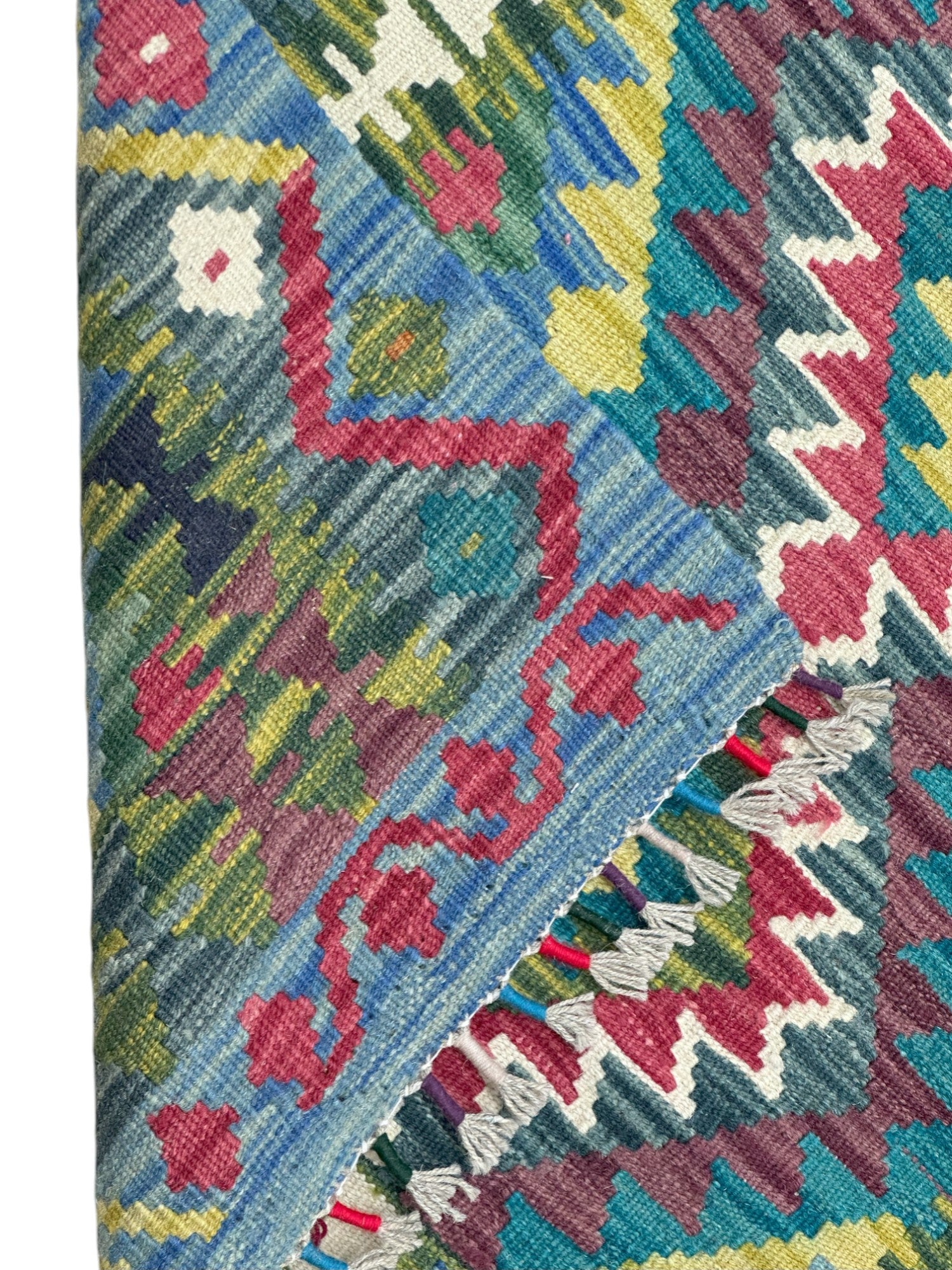 Hand-Woven Afghani Kilim Wool Rug 2'7" x 3'10"