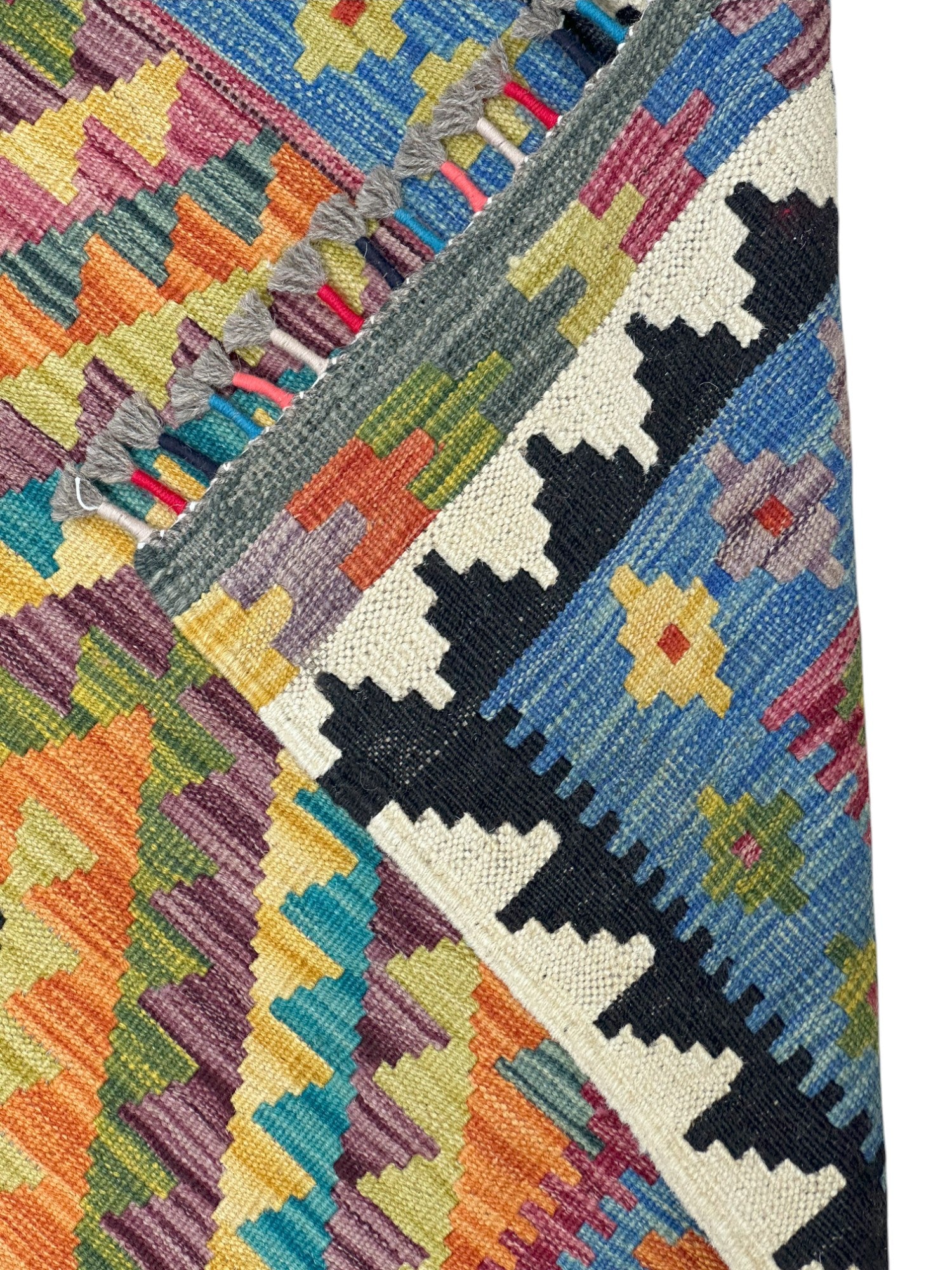 Hand-Woven Afghani Kilim Wool Rug 2'9" x 6'6"