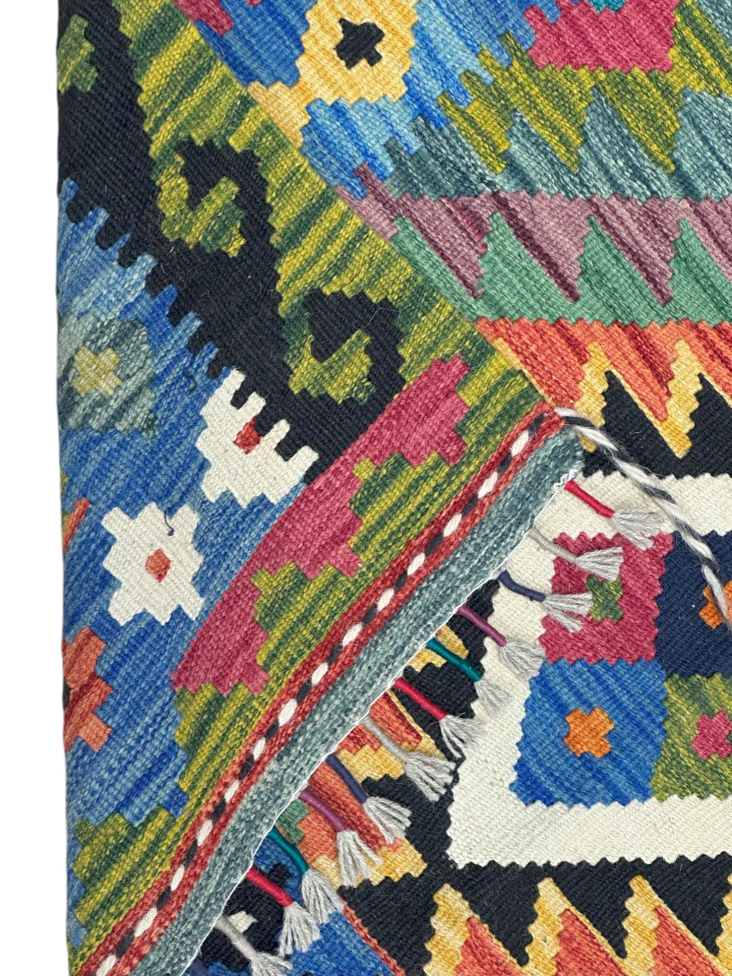 Hand-Woven Afghani Kilim Wool Rug 3'3" x 4'11"