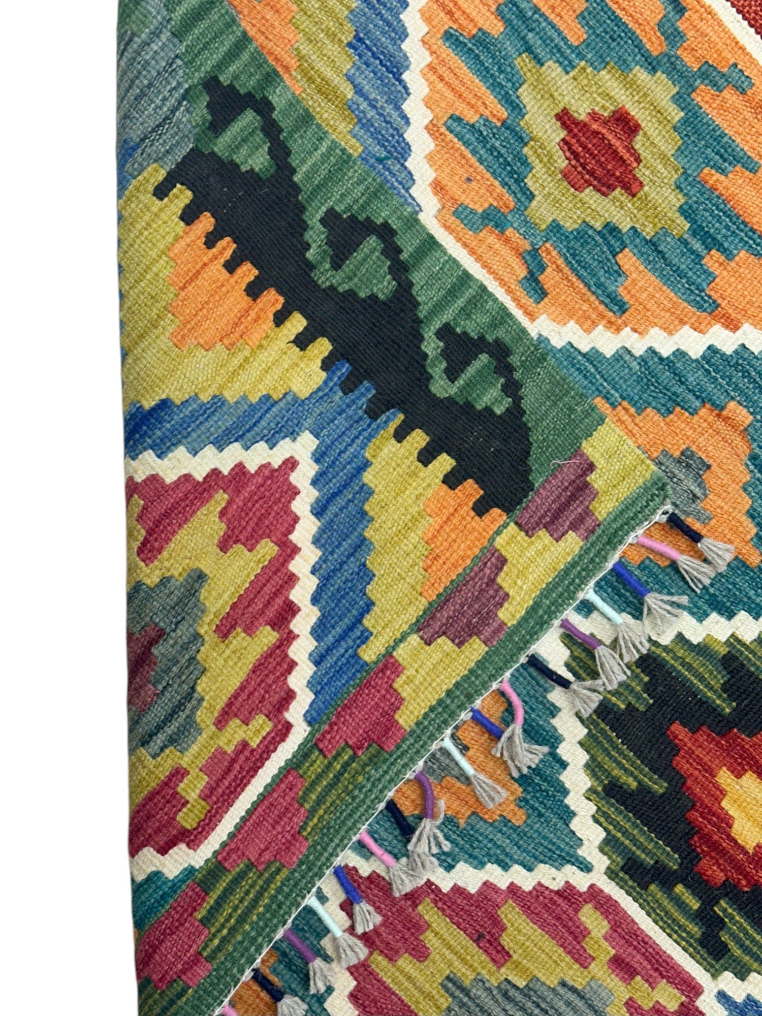 Hand-Woven Afghani Kilim Wool Rug 3'4" x 4'11"