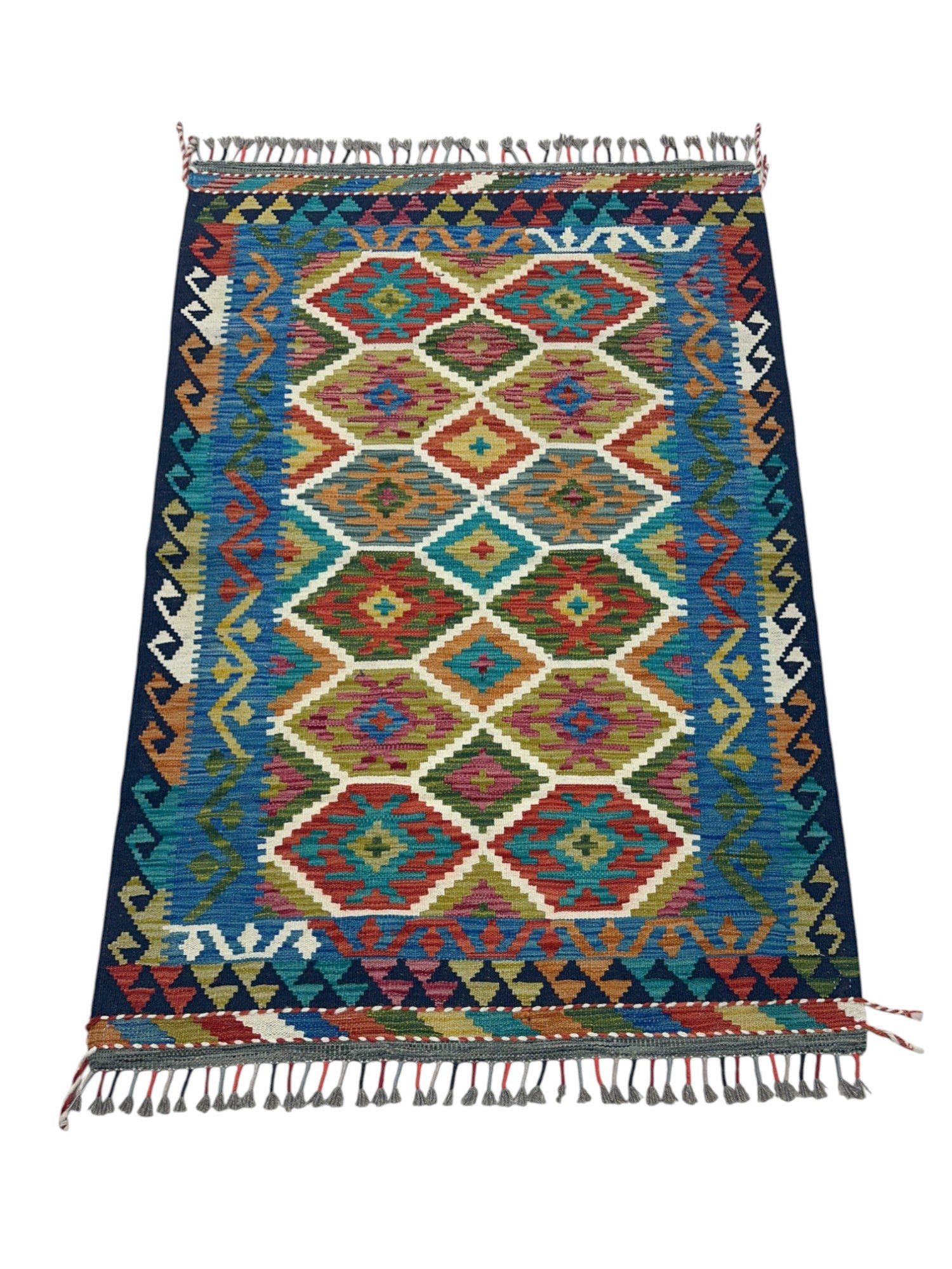 Hand-Woven Afghani Kilim Wool Rug 3'5" x 4'11"
