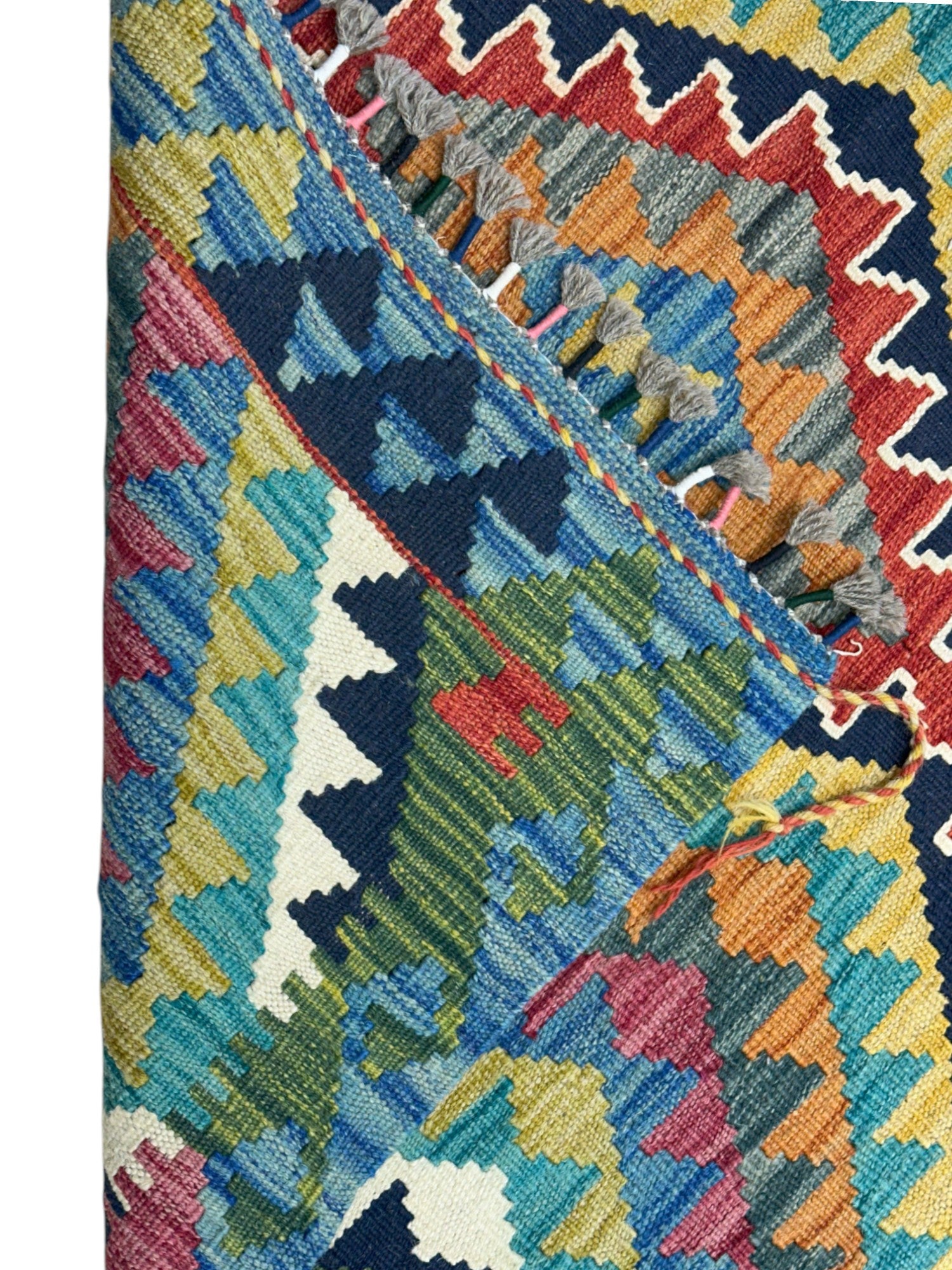 Hand-Woven Afghani Kilim Wool Rug 3'5" x 4'10"