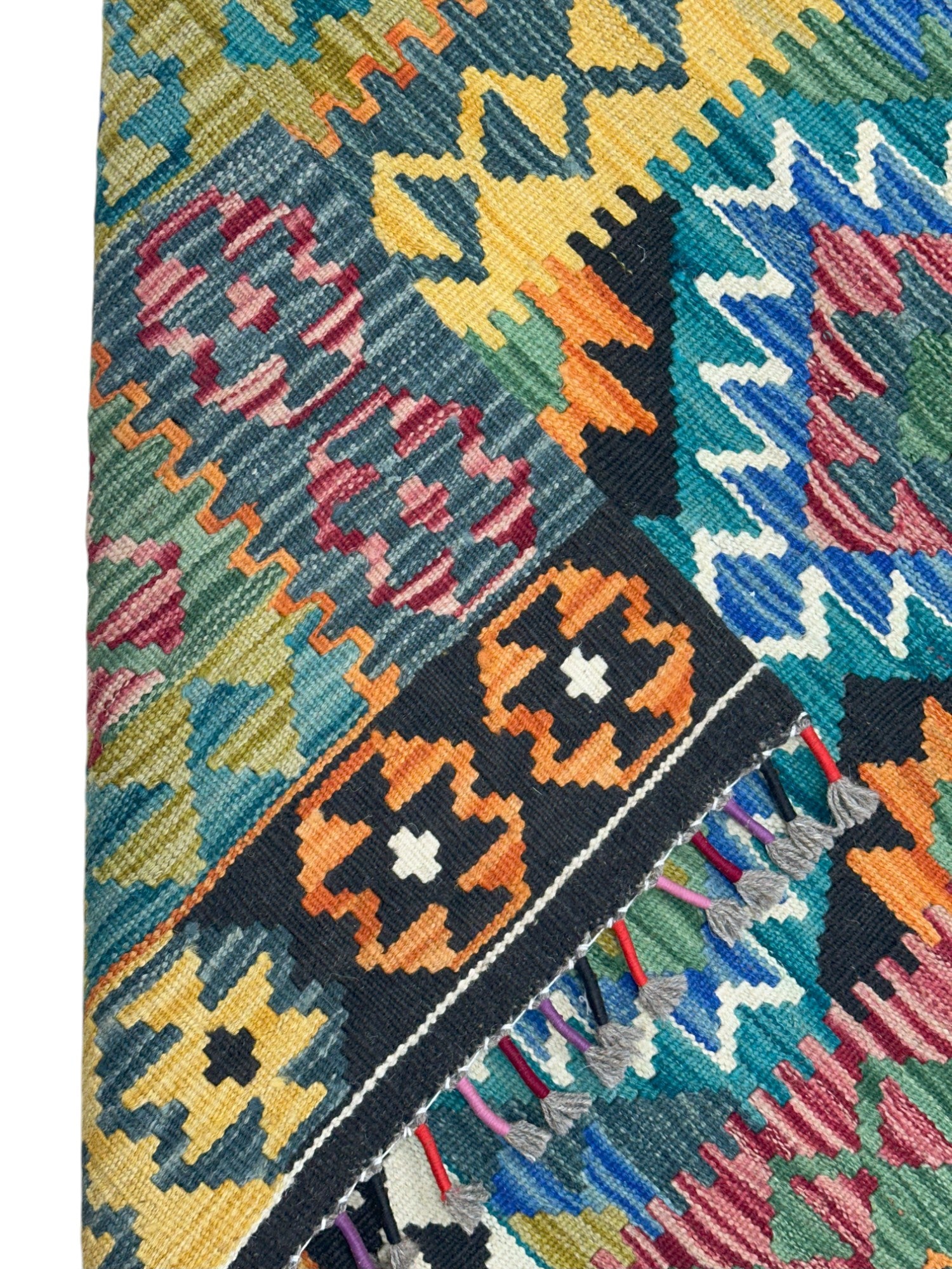 Hand-Woven Afghani Kilim Wool Rug 2'7" x 4'