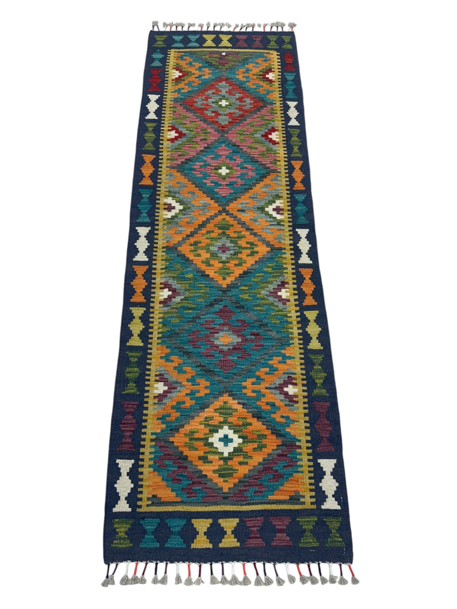Hand-Woven Afghani Kilim Wool Rug 2'1" x 6'7"